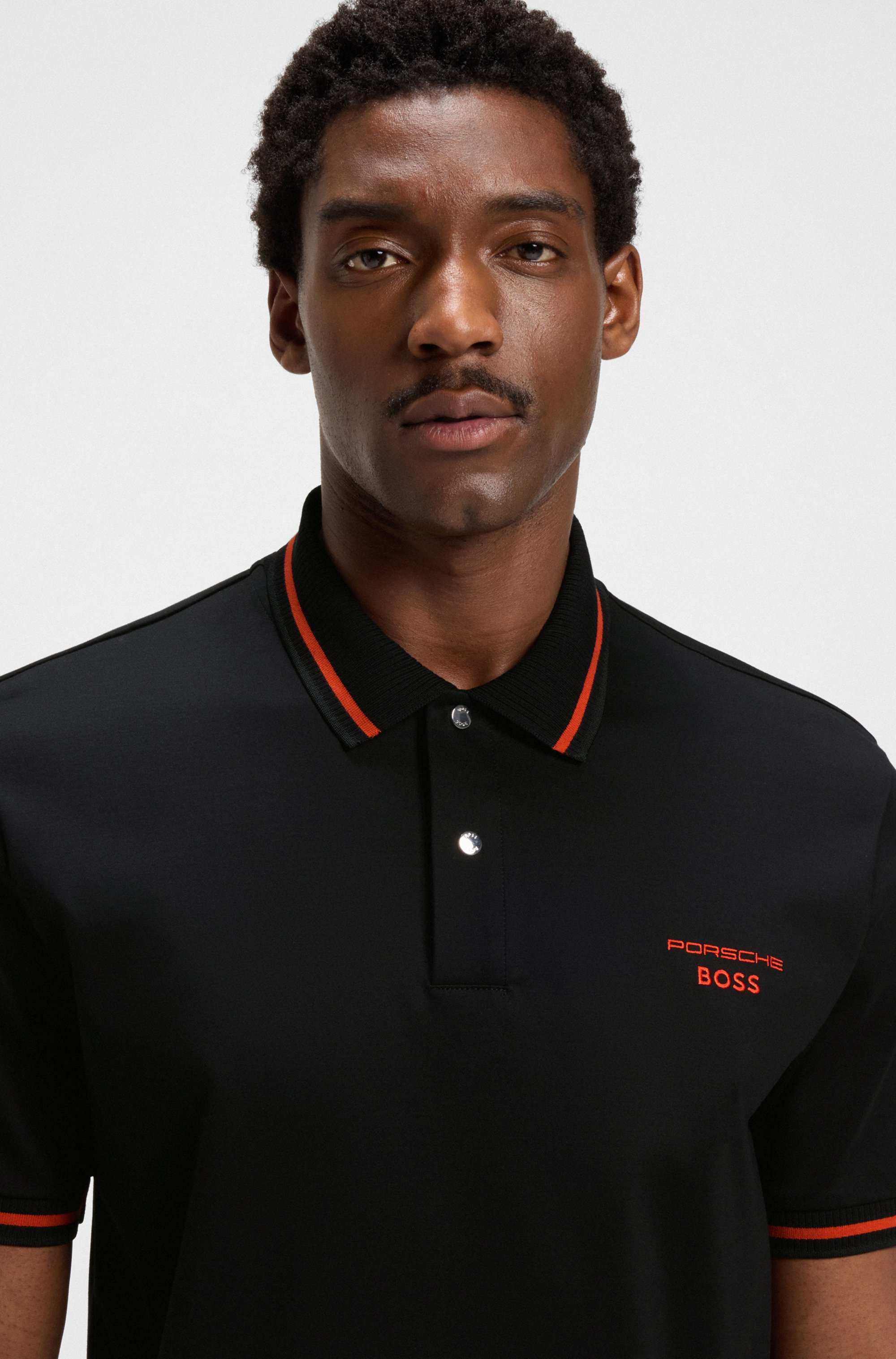 Porsche x BOSS polo shirt in cotton with moisture control