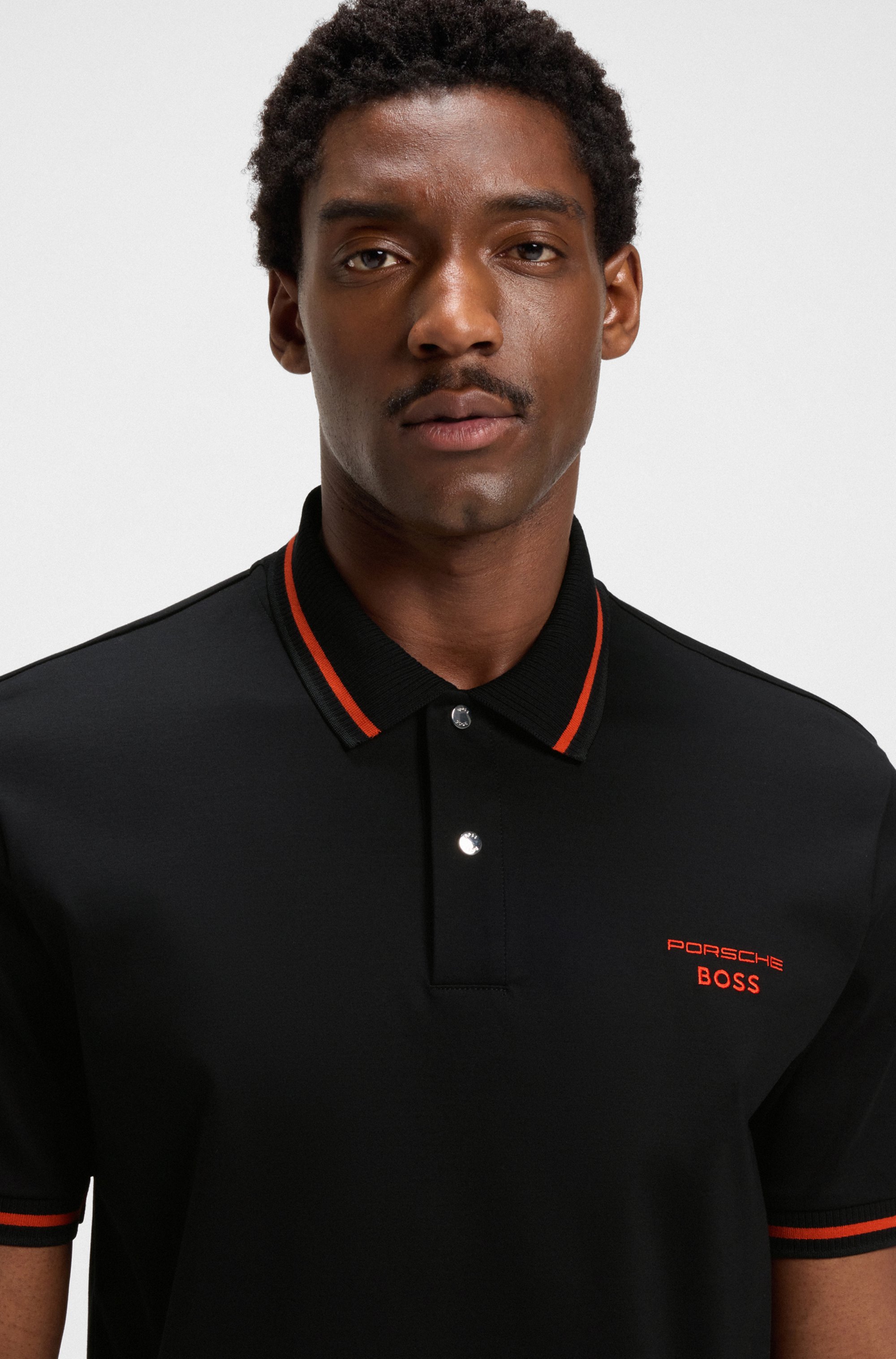 Porsche x BOSS polo shirt in cotton with moisture control