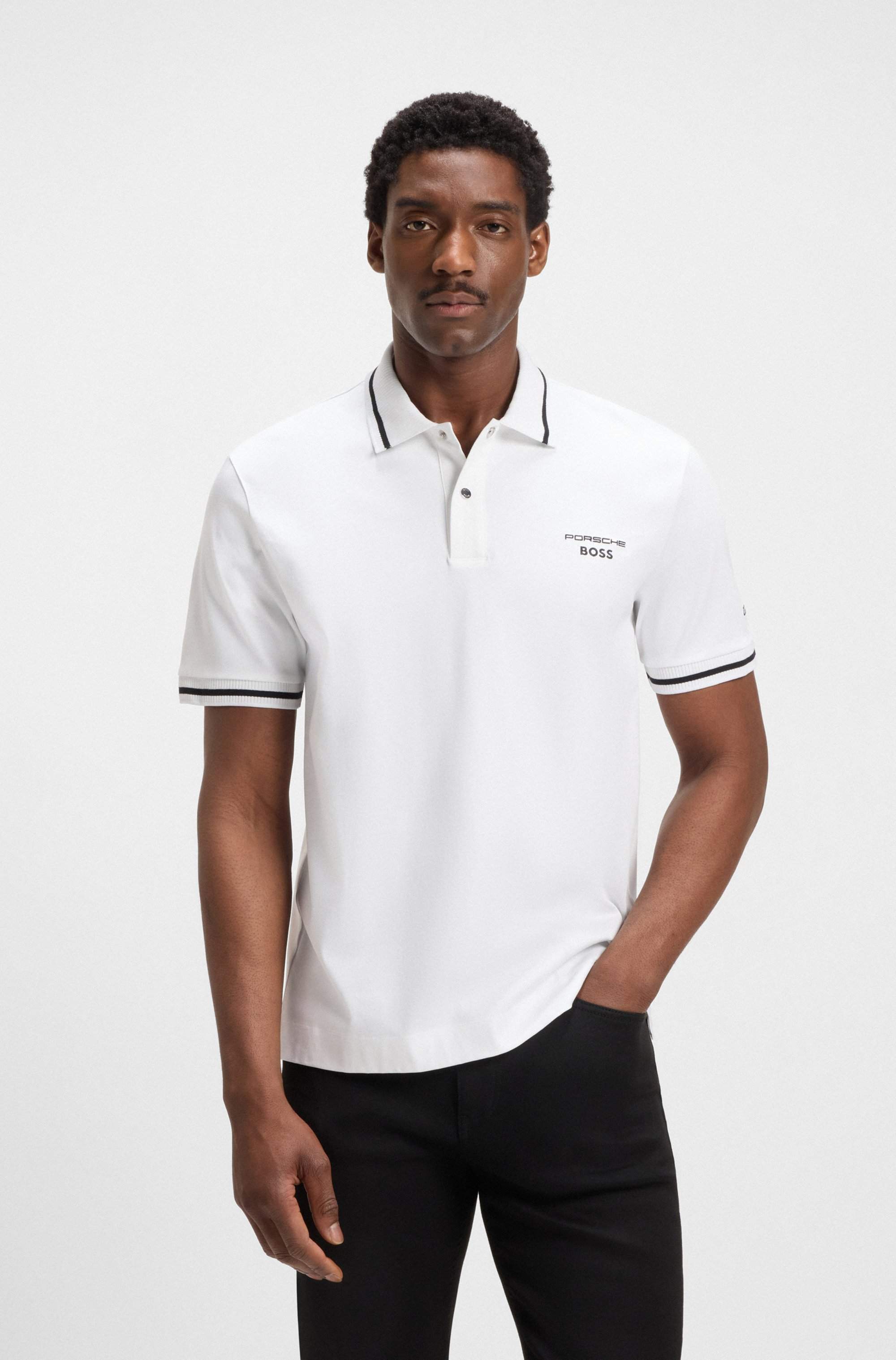 Porsche x BOSS polo shirt in cotton with moisture control