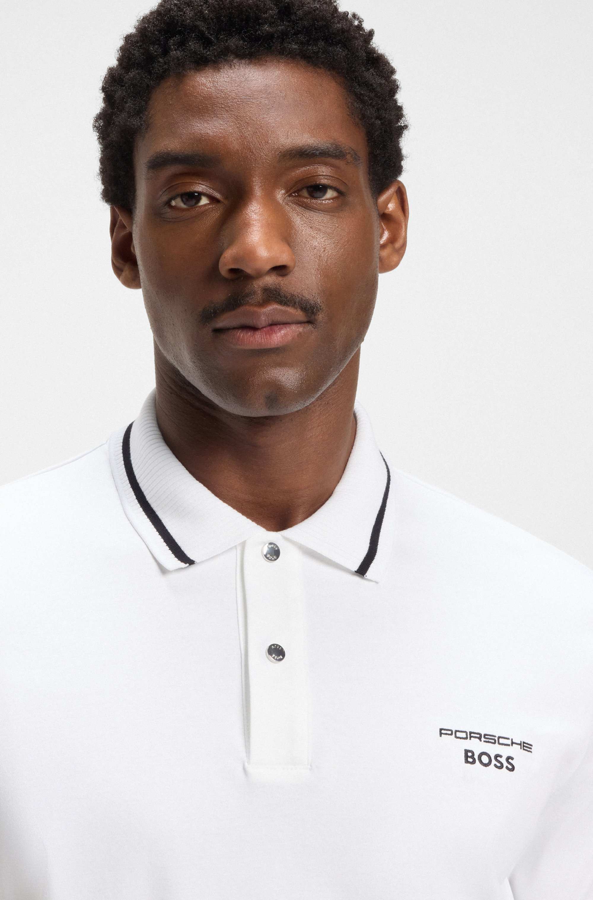 Porsche x BOSS polo shirt in cotton with moisture control