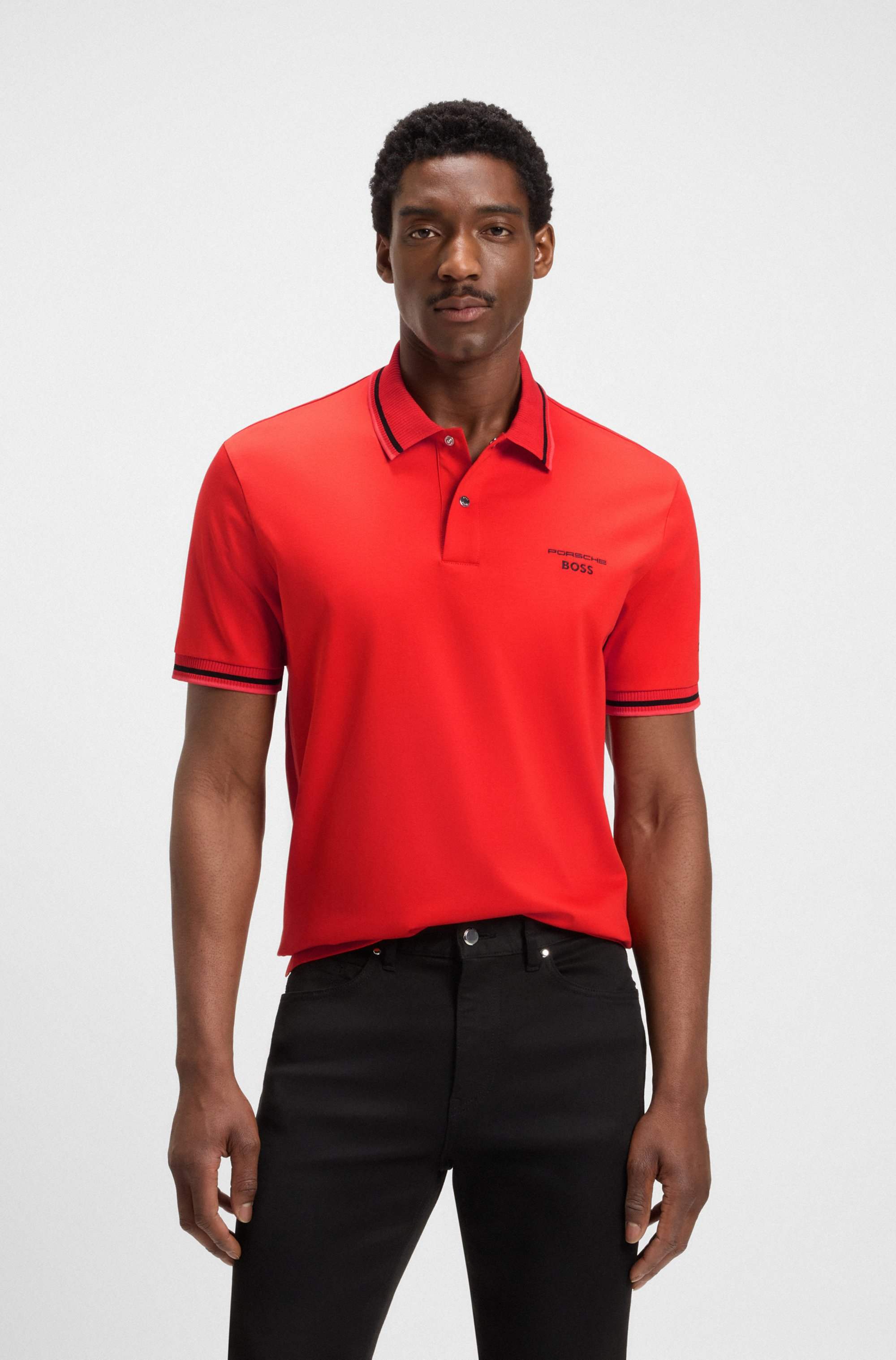 Porsche x BOSS polo shirt in cotton with moisture control