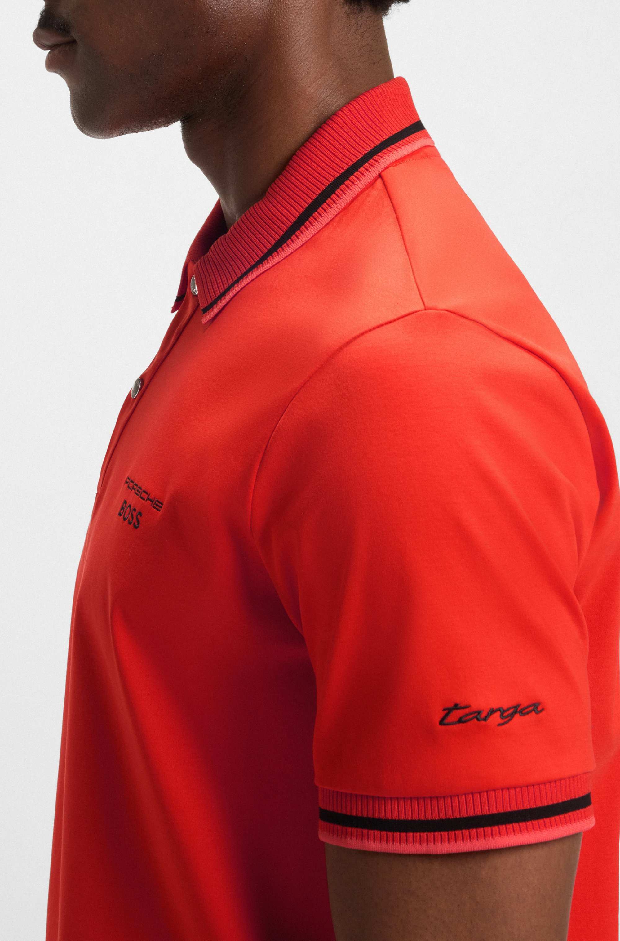 Porsche x BOSS polo shirt in cotton with moisture control