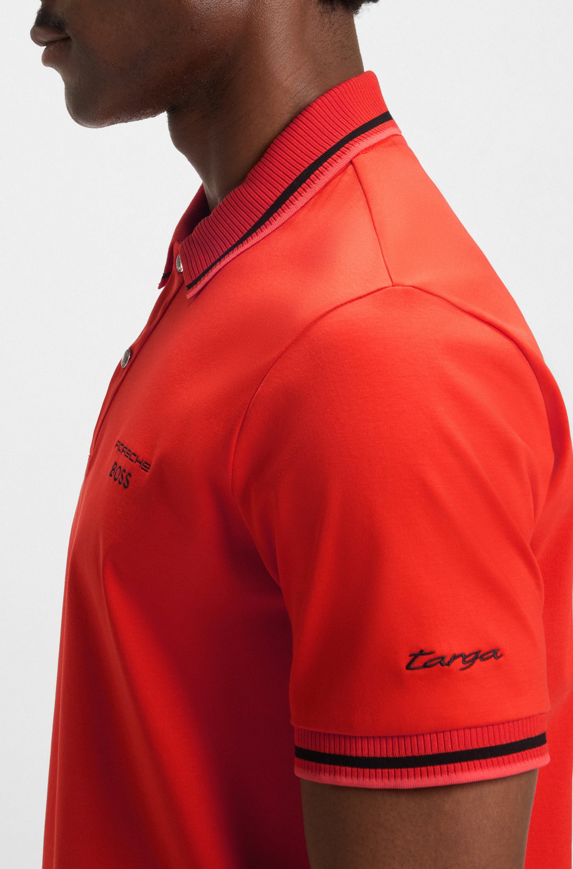 Porsche x BOSS polo shirt in cotton with moisture control
