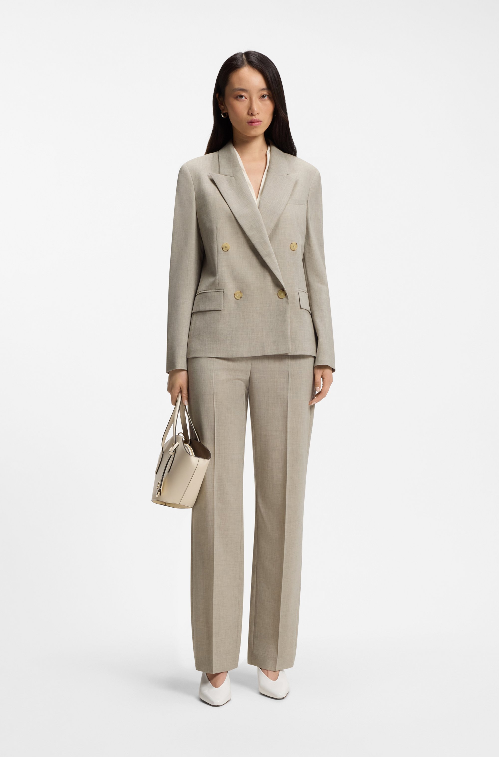 Regular-fit blazer in melange virgin wool