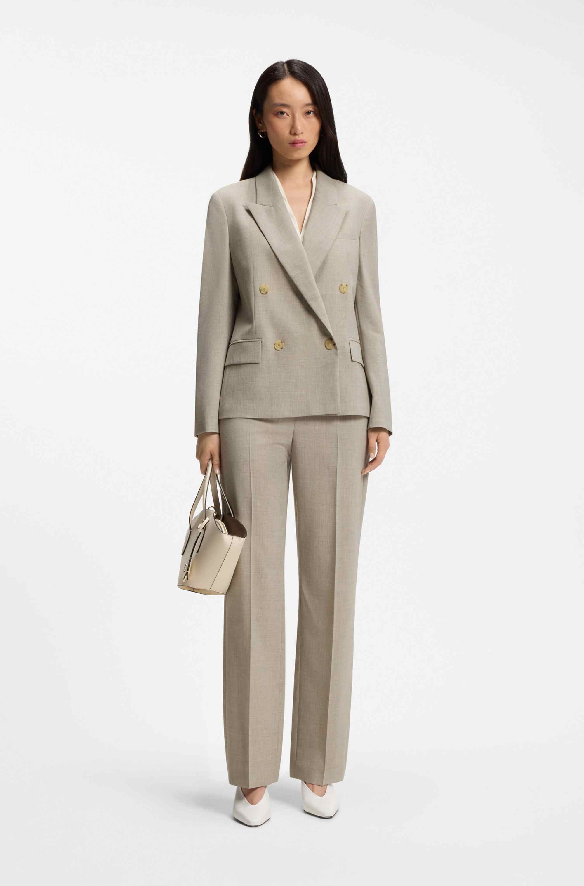Regular-fit blazer in melange virgin wool