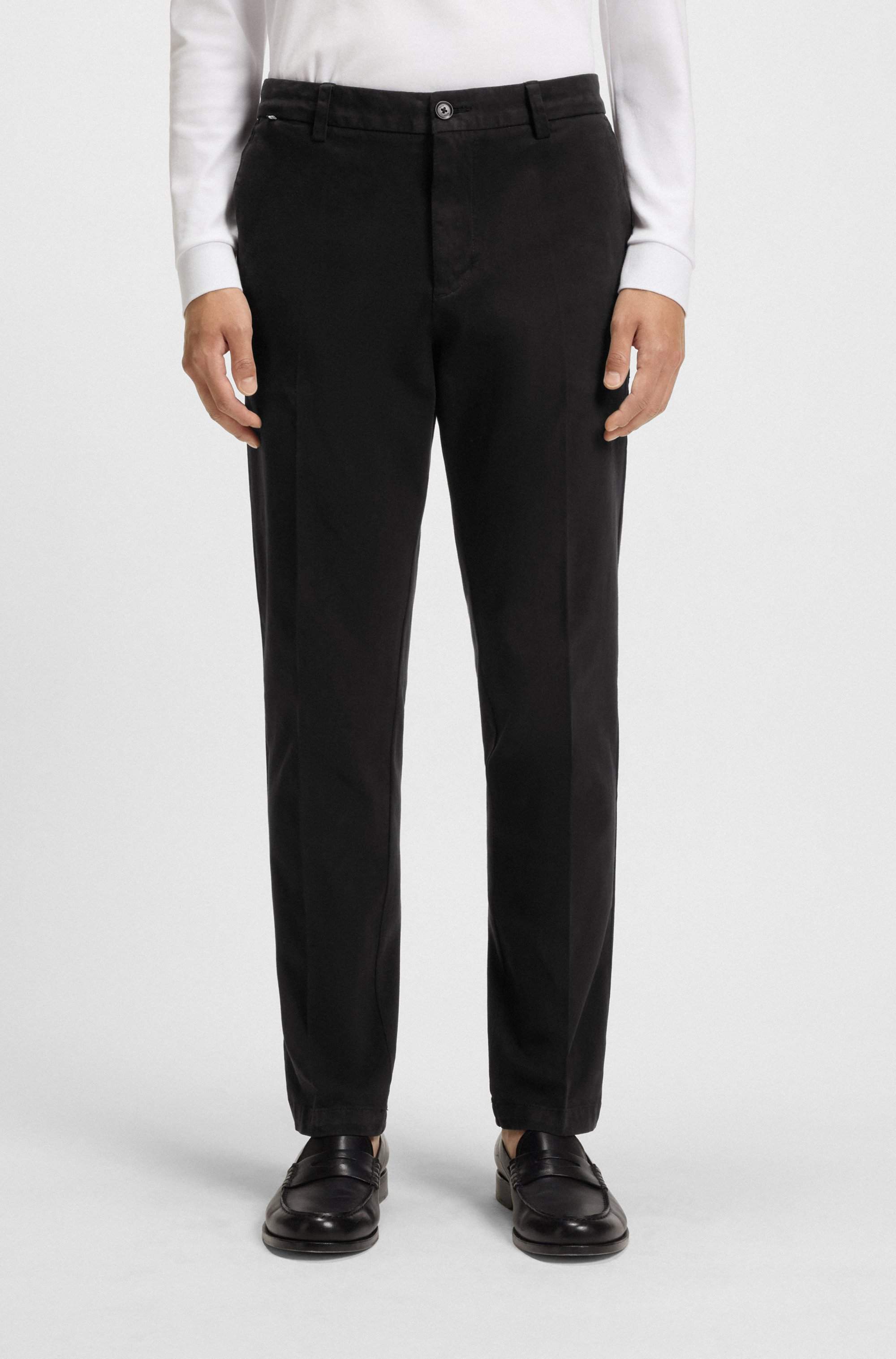Modern-fit trousers in stretch-cotton gabardine