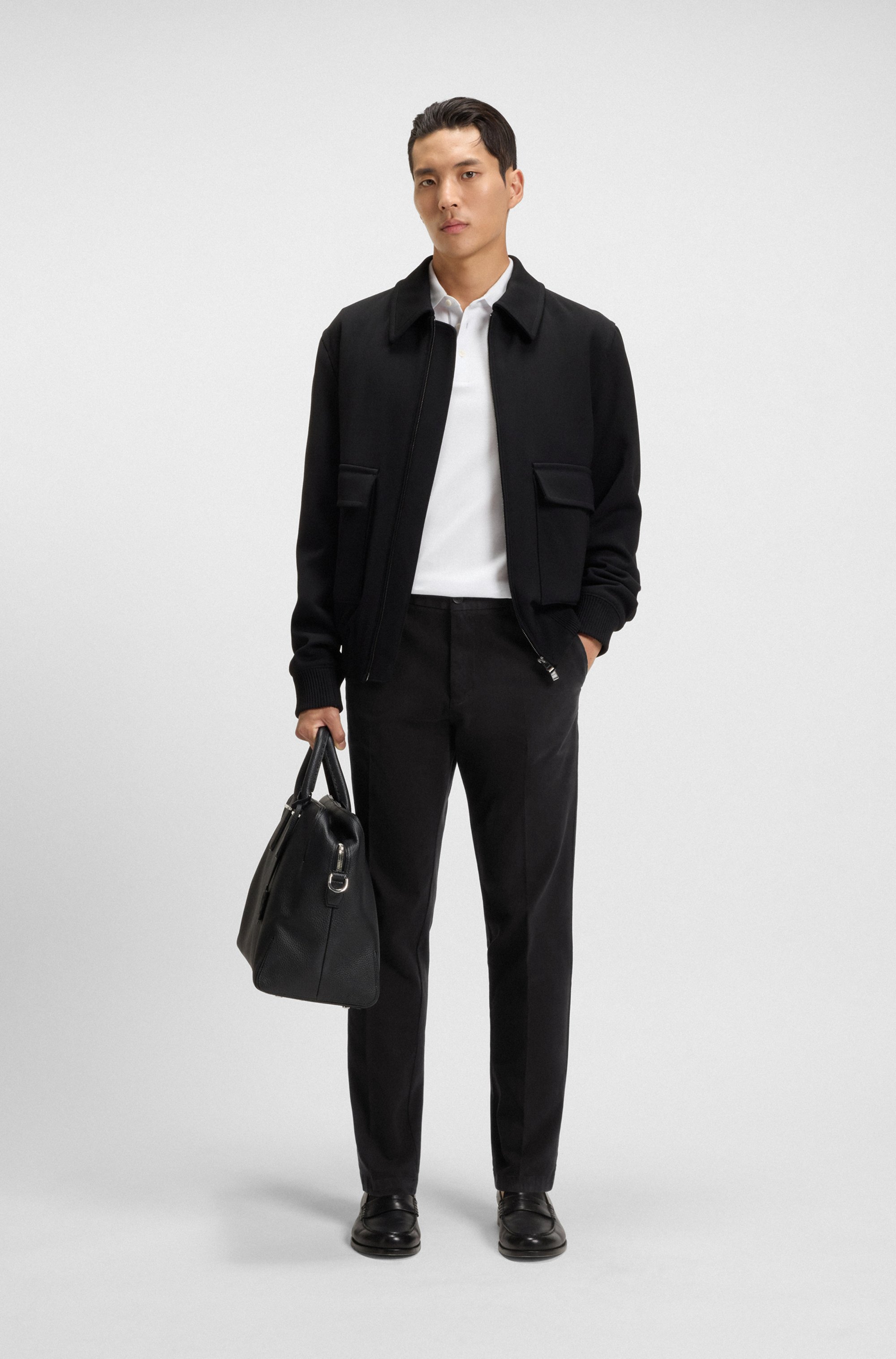 Modern-fit trousers in stretch-cotton gabardine