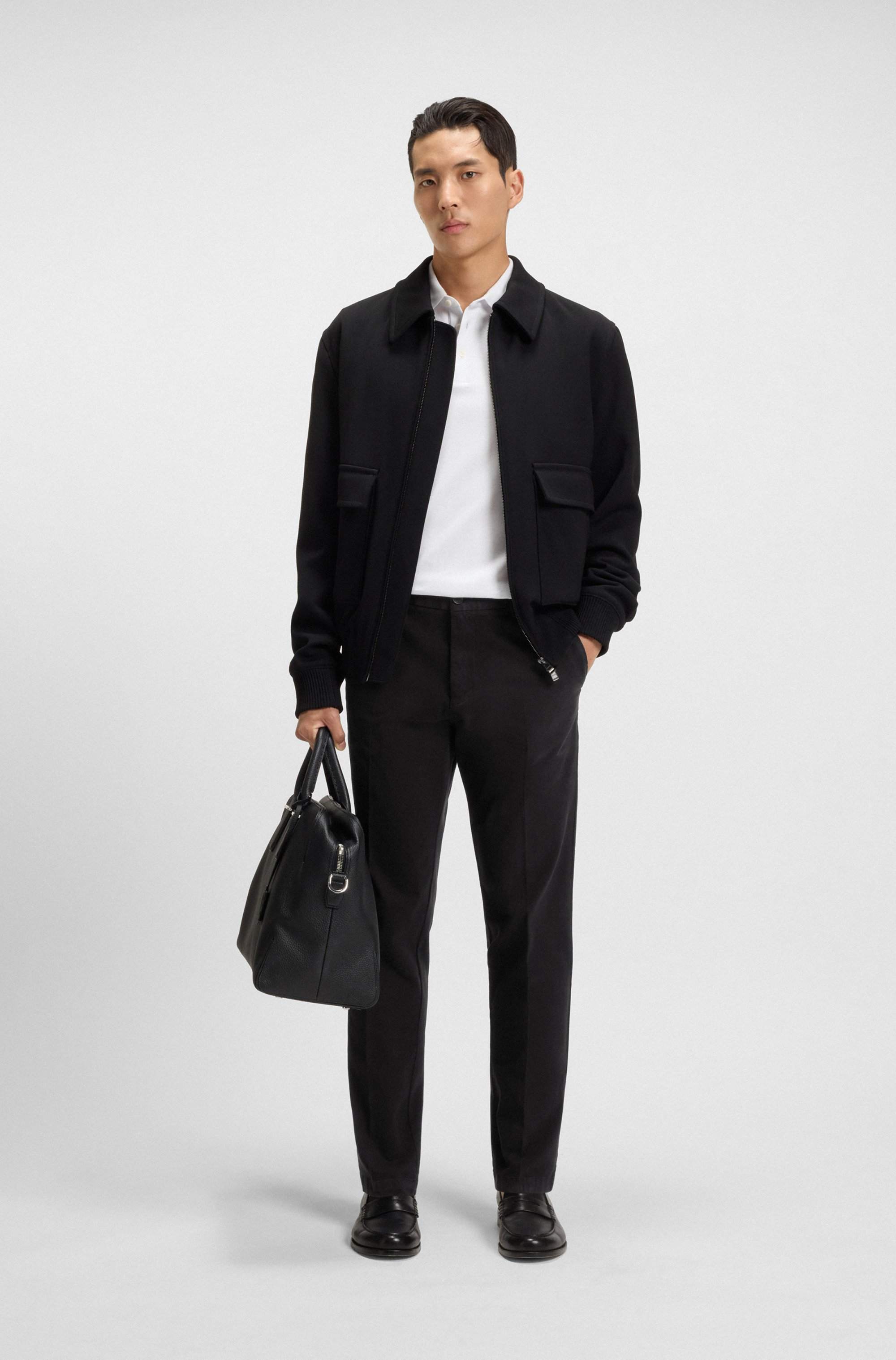 Modern-fit trousers in stretch-cotton gabardine