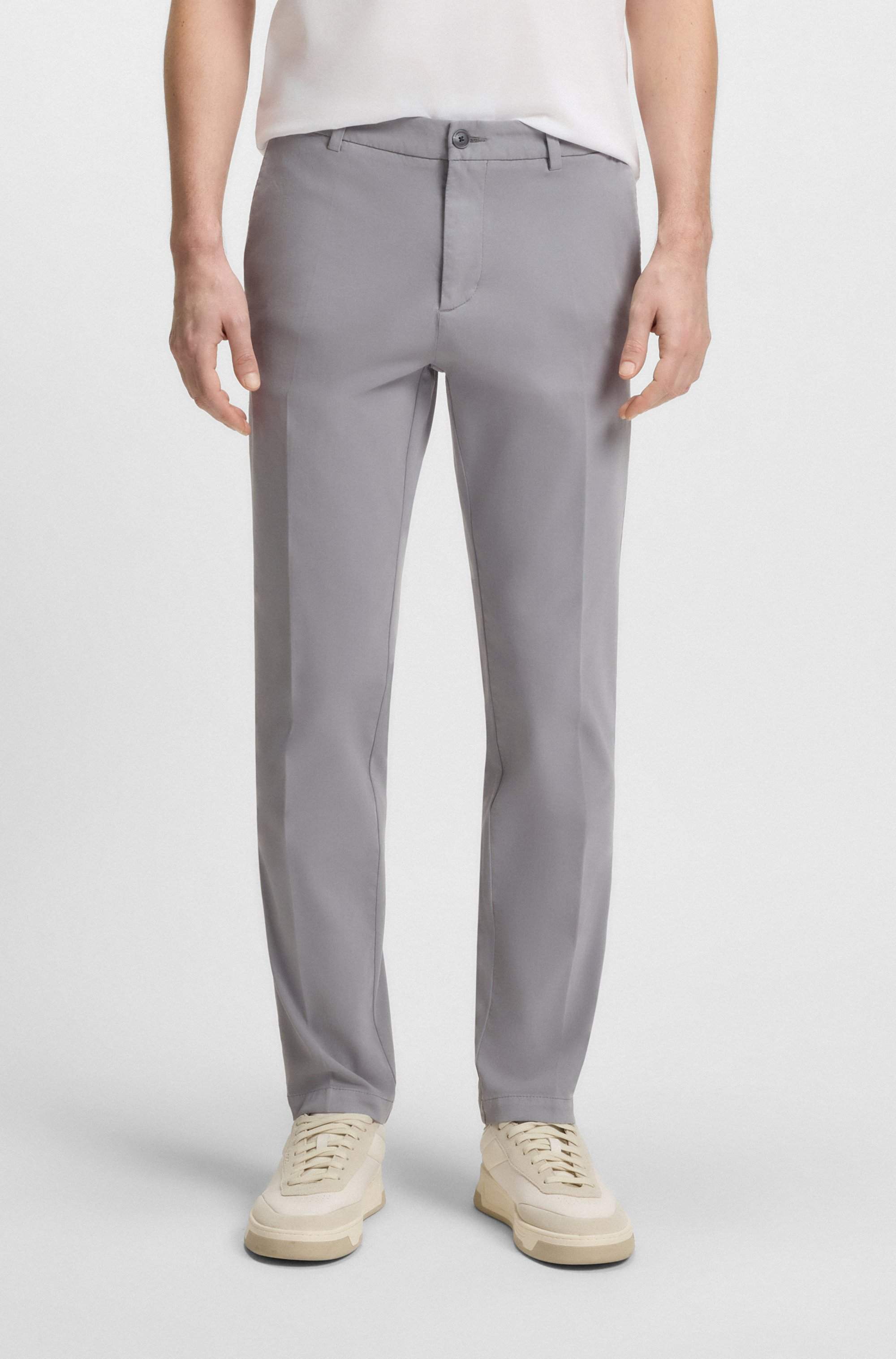 Modern-fit trousers in stretch-cotton gabardine