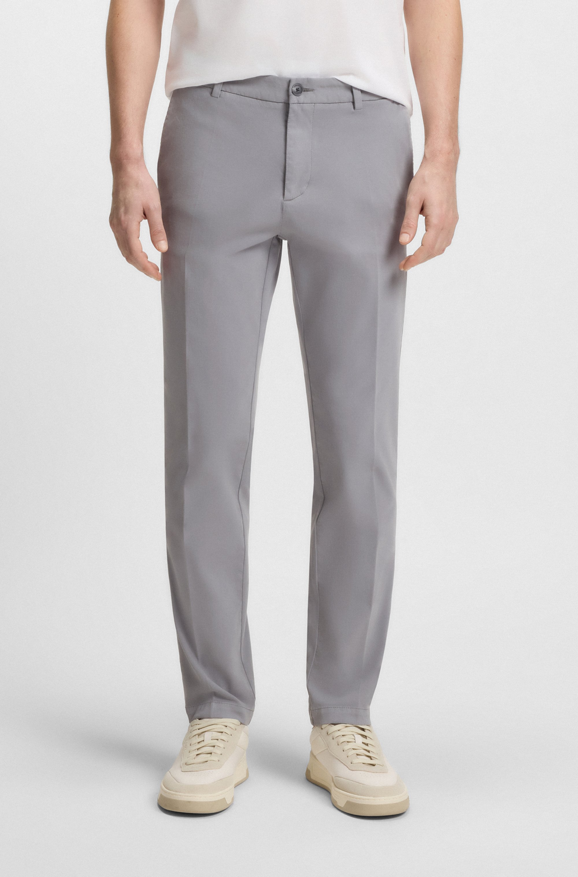 Modern-fit trousers in stretch-cotton gabardine