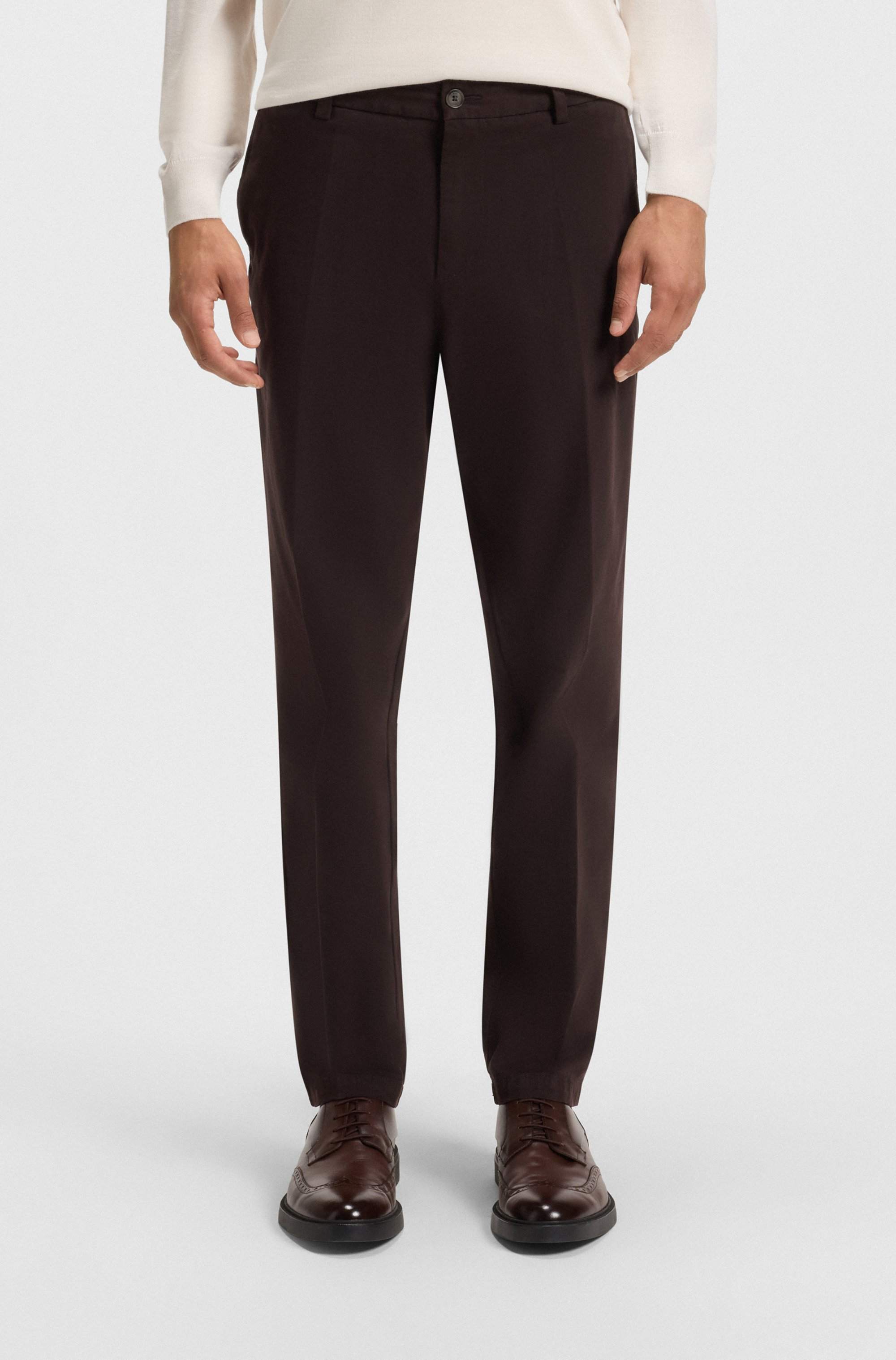 Modern-fit trousers in stretch-cotton gabardine