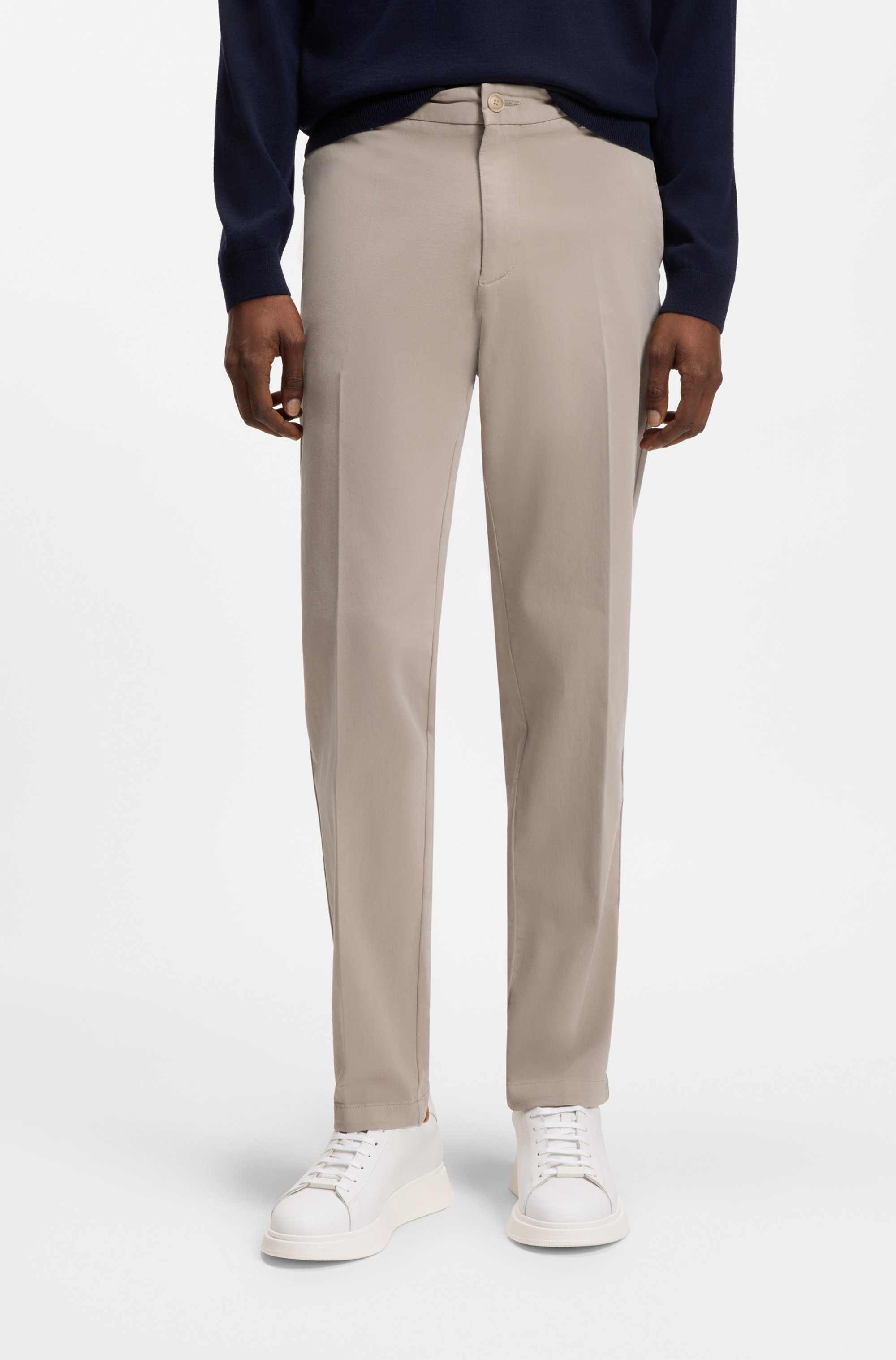 Modern-fit trousers in stretch-cotton gabardine