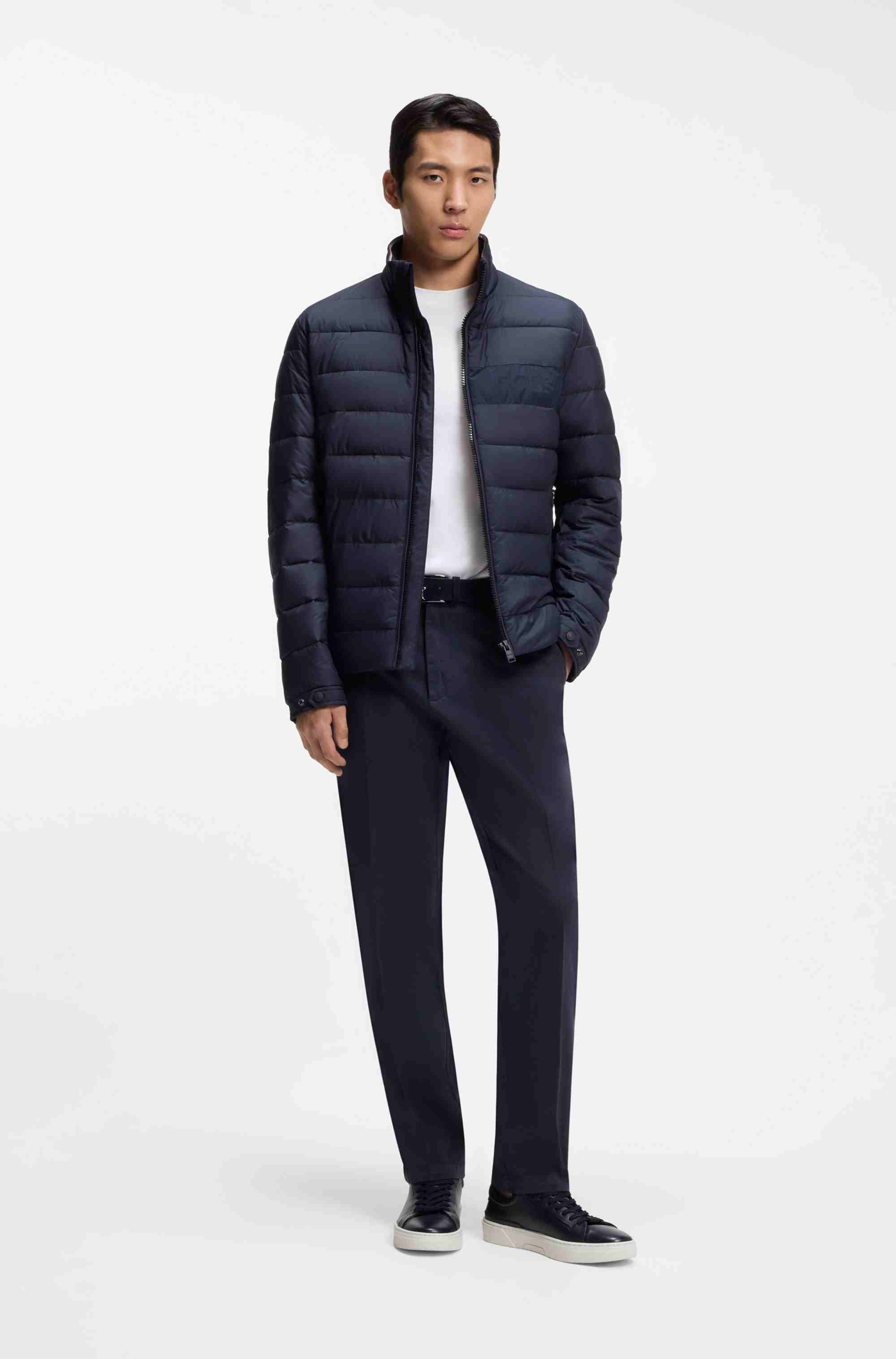 Modern-fit trousers in stretch-cotton gabardine