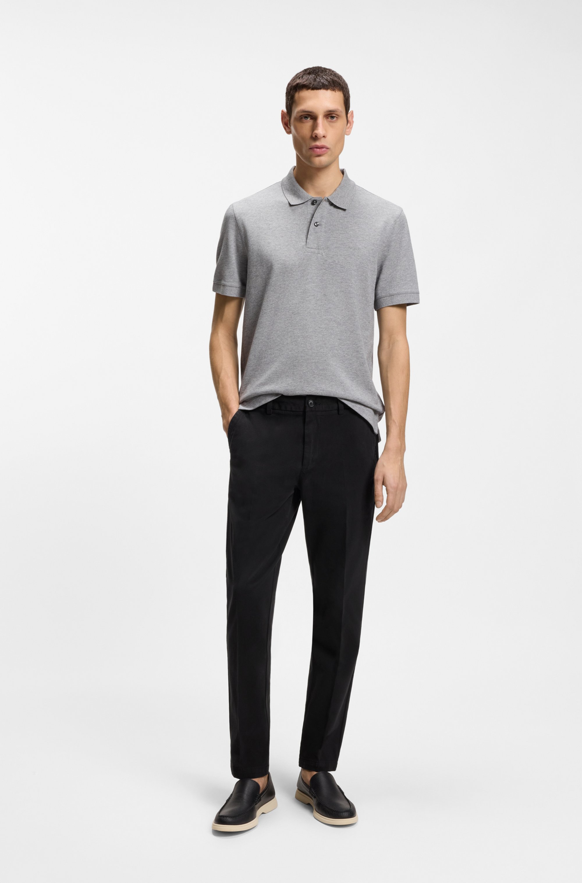 Slim-fit trousers in stretch-cotton gabardine