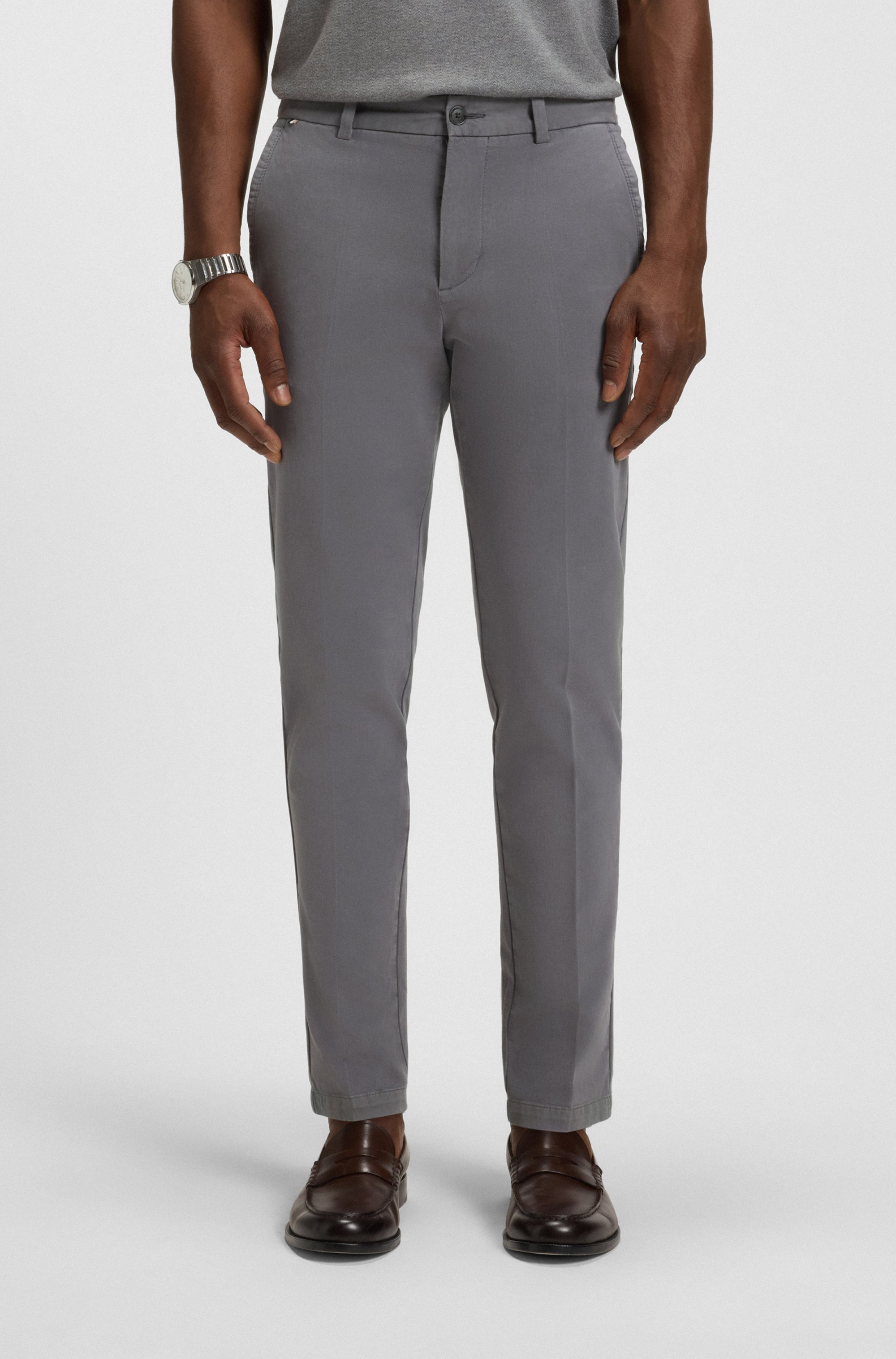 Slim-fit trousers in stretch-cotton gabardine