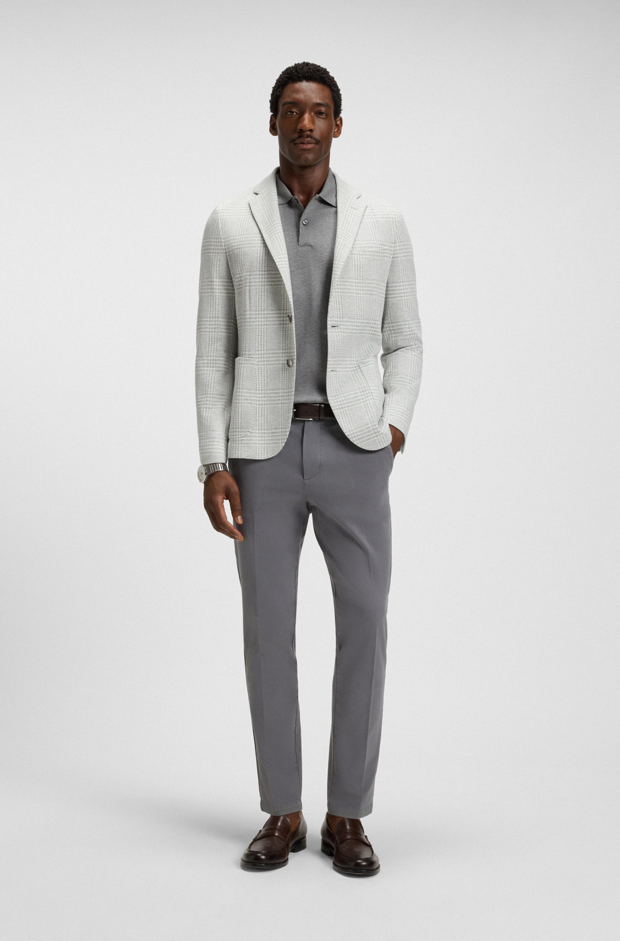 Slim-fit trousers in stretch-cotton gabardine