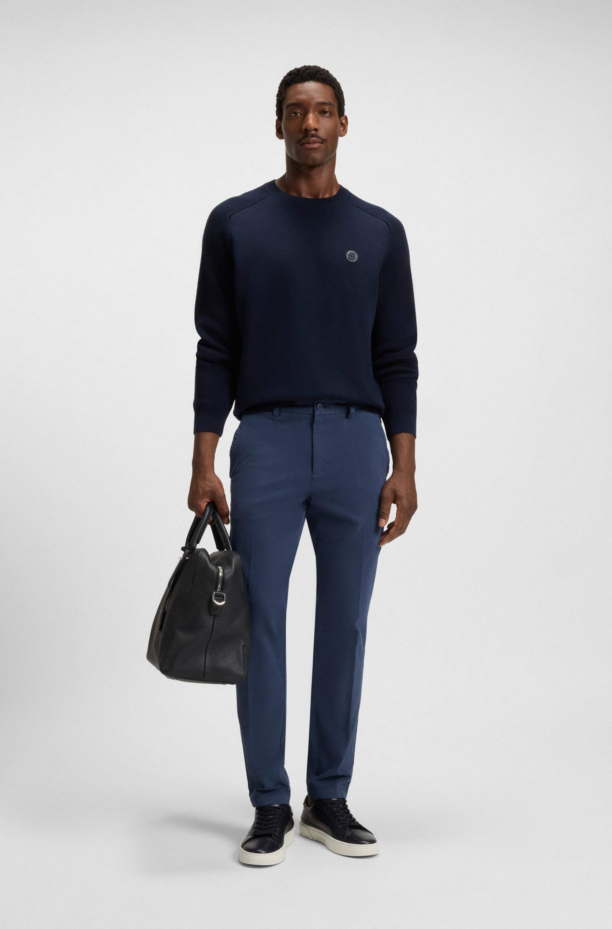 Slim-fit trousers in stretch-cotton twill