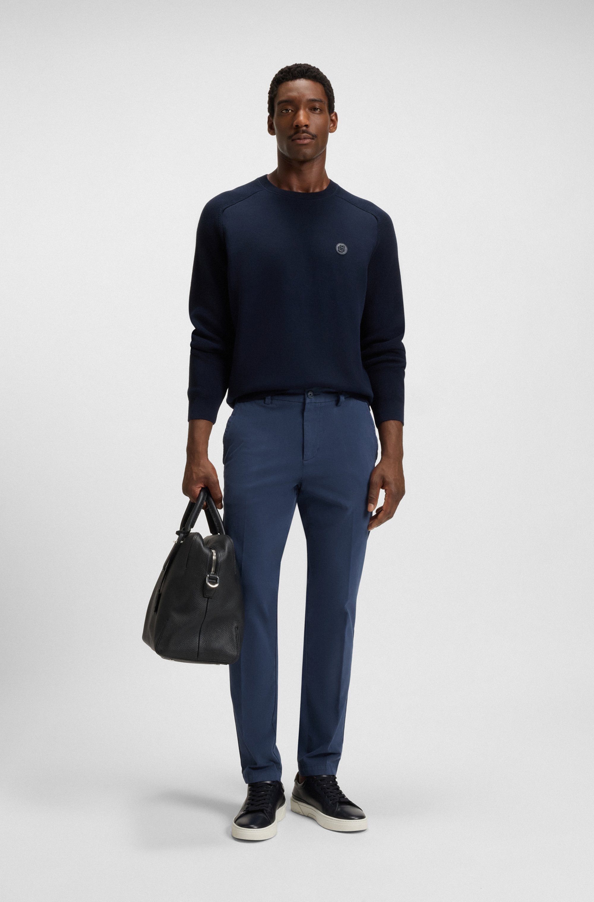 Slim-fit trousers in stretch-cotton gabardine