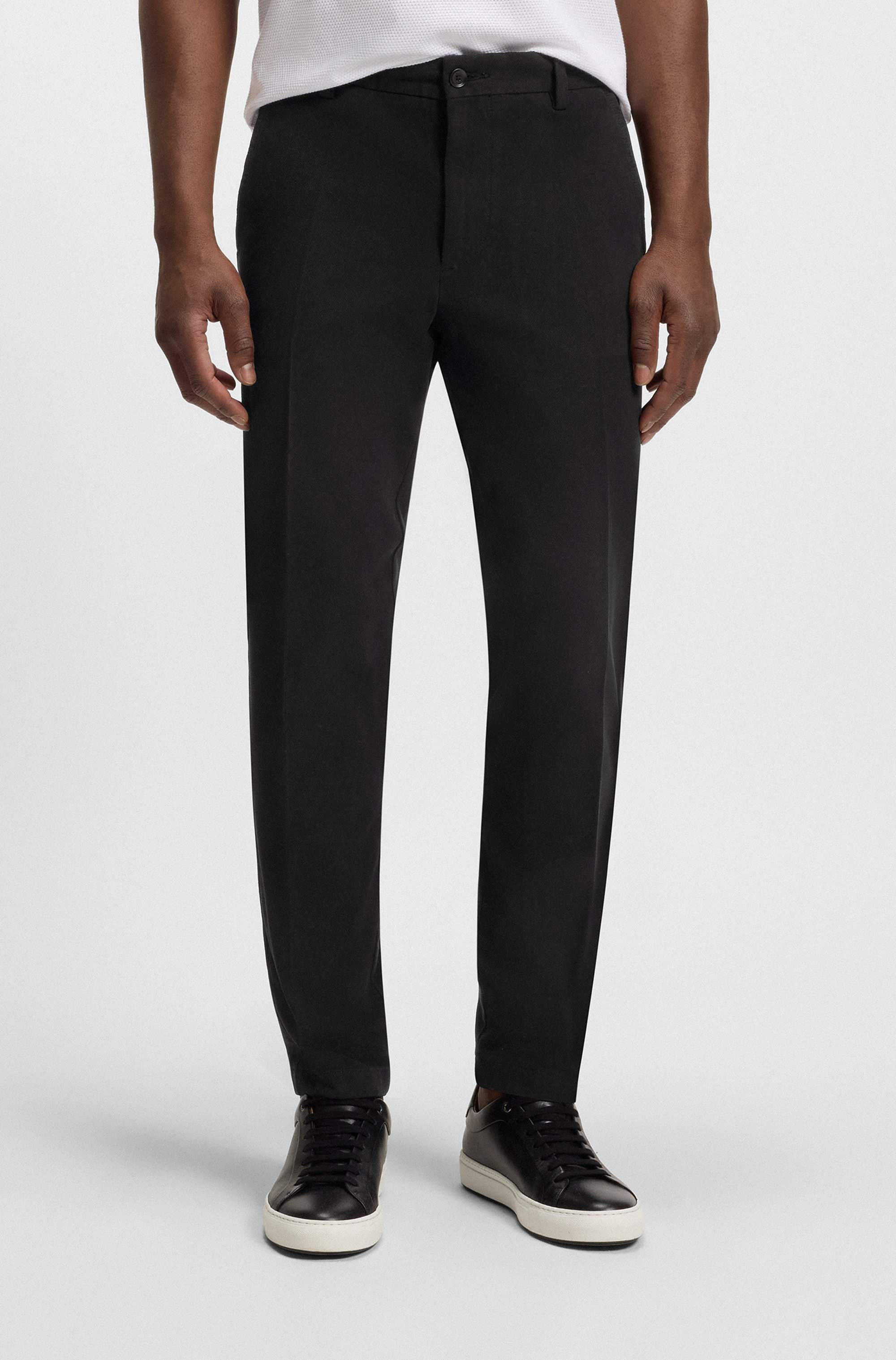 Slim-fit trousers in structured stretch cotton