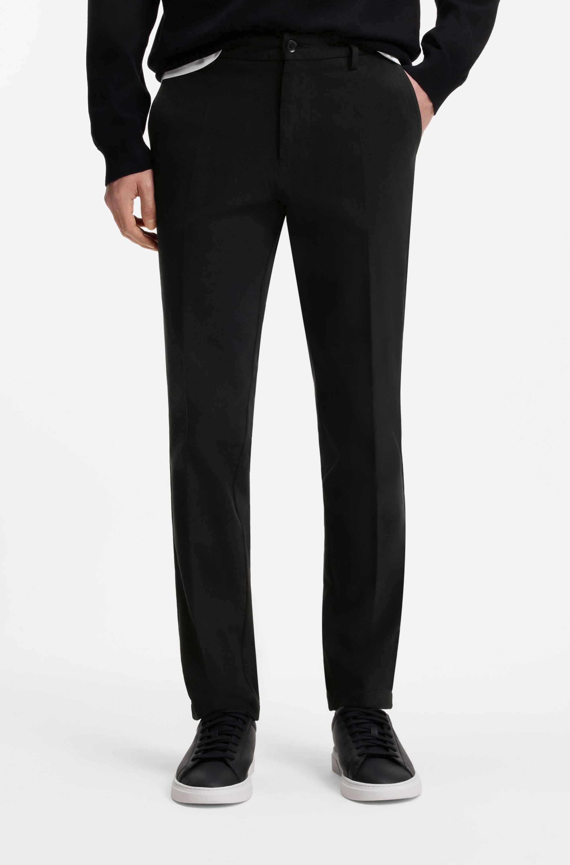 Slim-fit trousers in structured stretch cotton