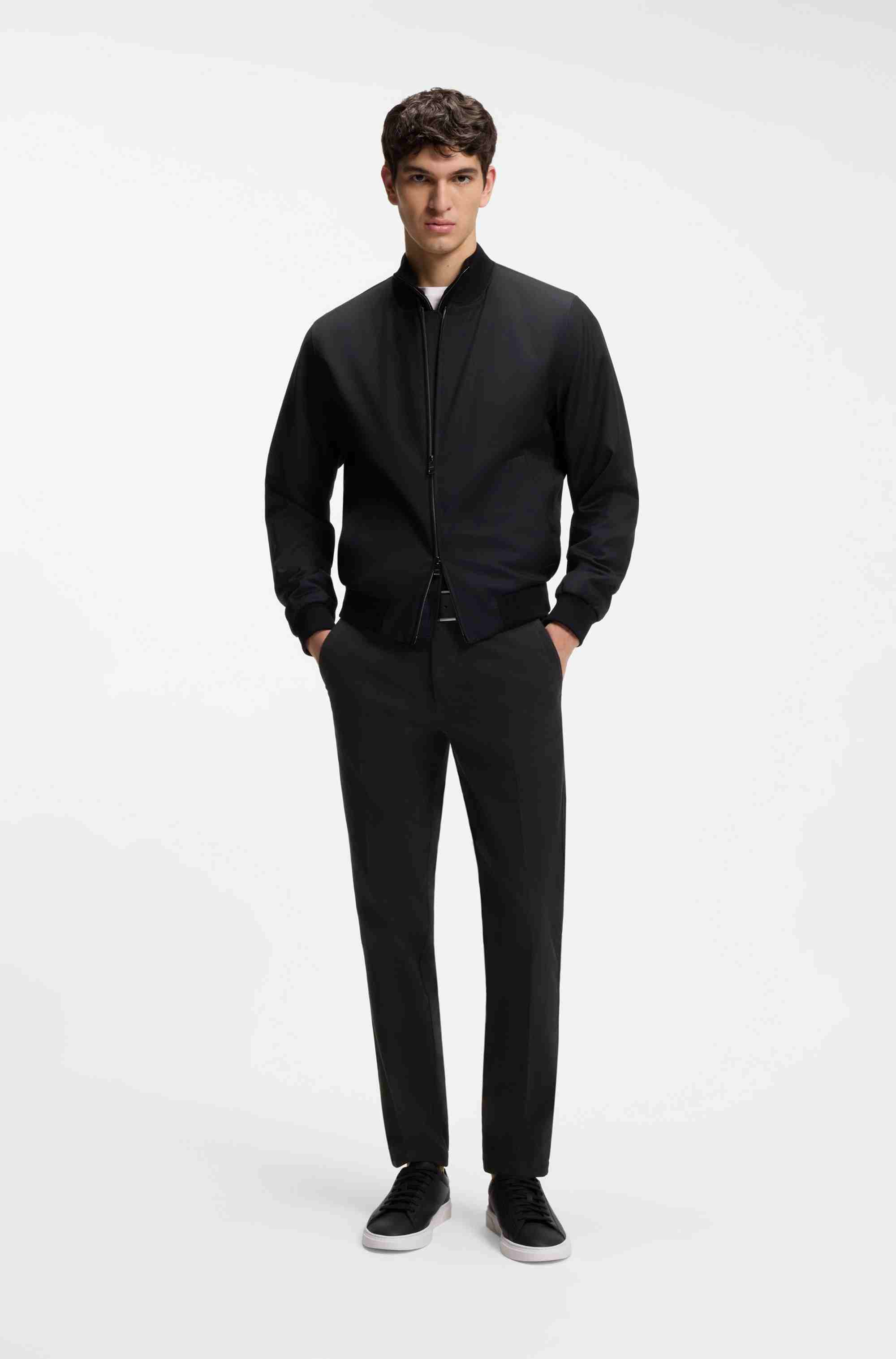 Slim-fit trousers in structured stretch cotton