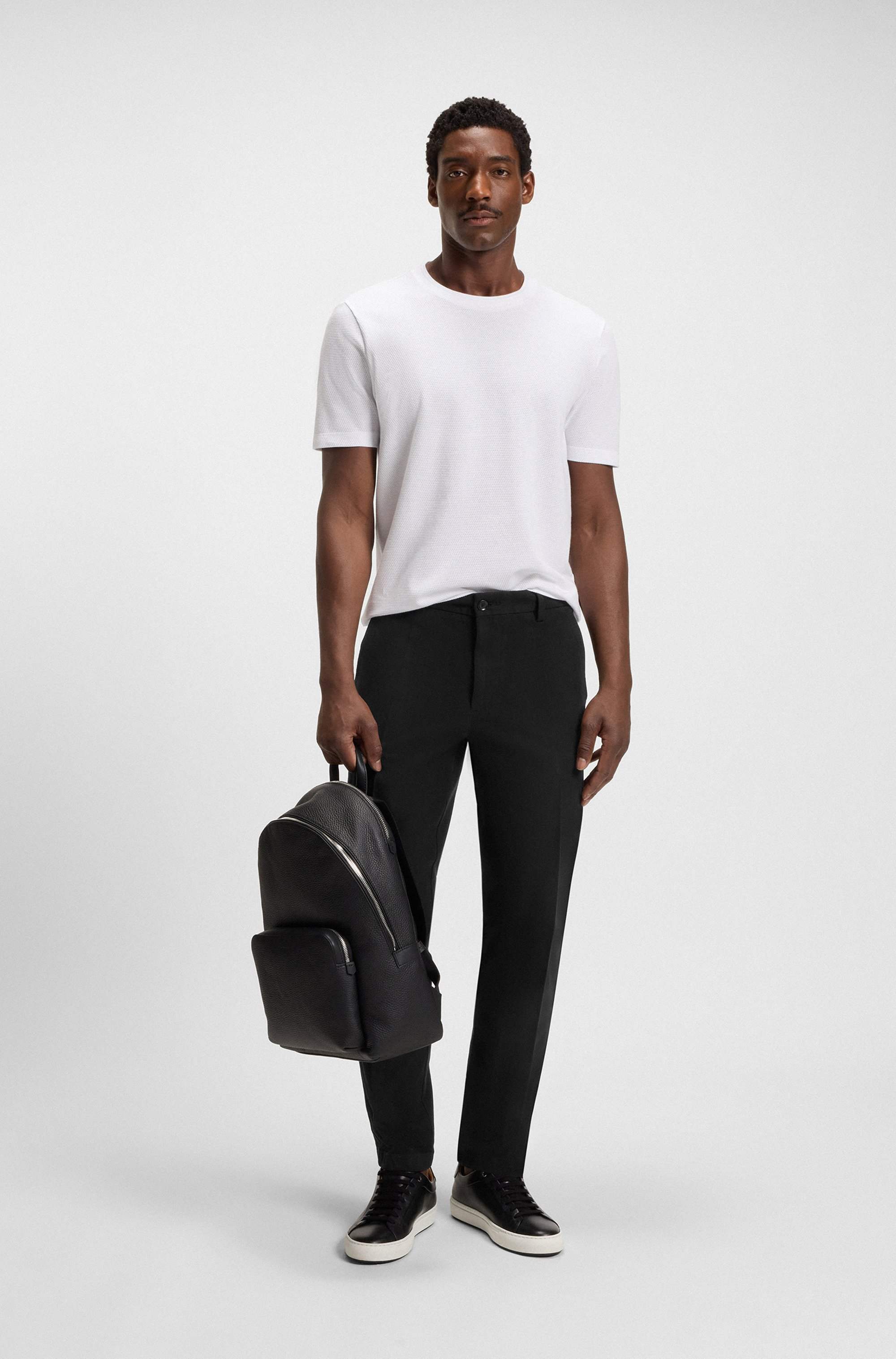 Slim-fit trousers in structured stretch cotton