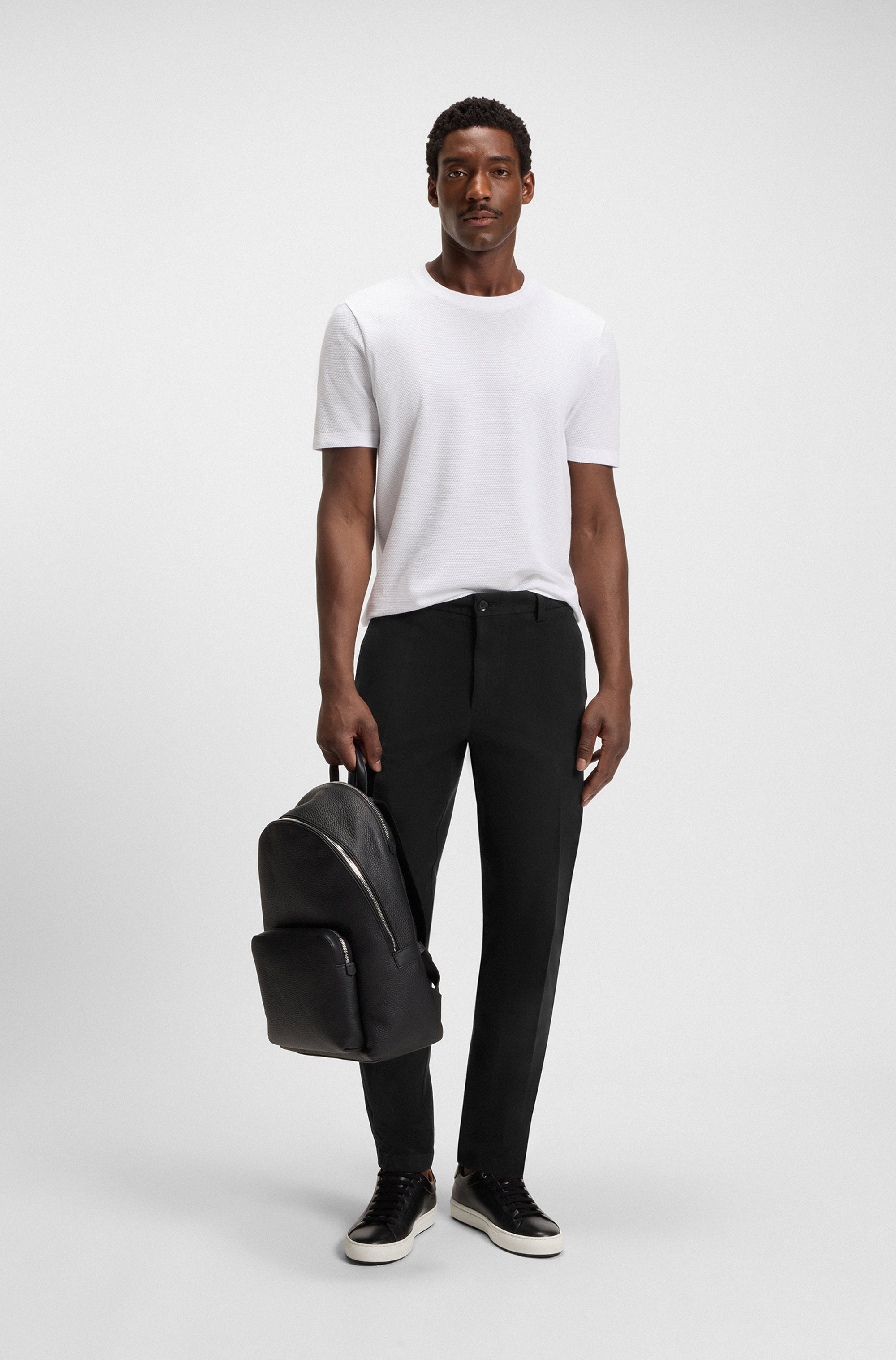 Slim-fit trousers in structured stretch cotton