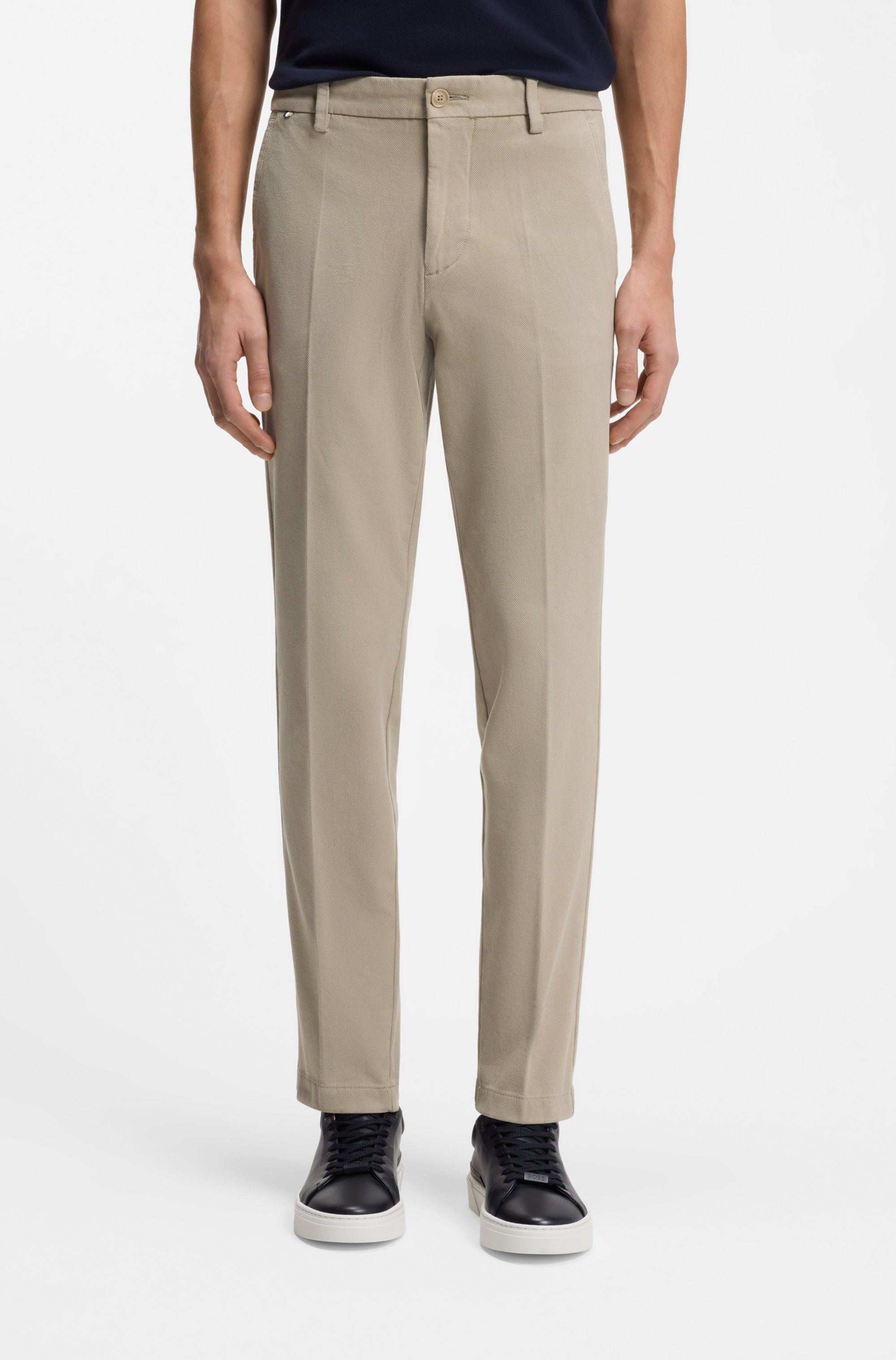 Slim-fit trousers in structured stretch cotton