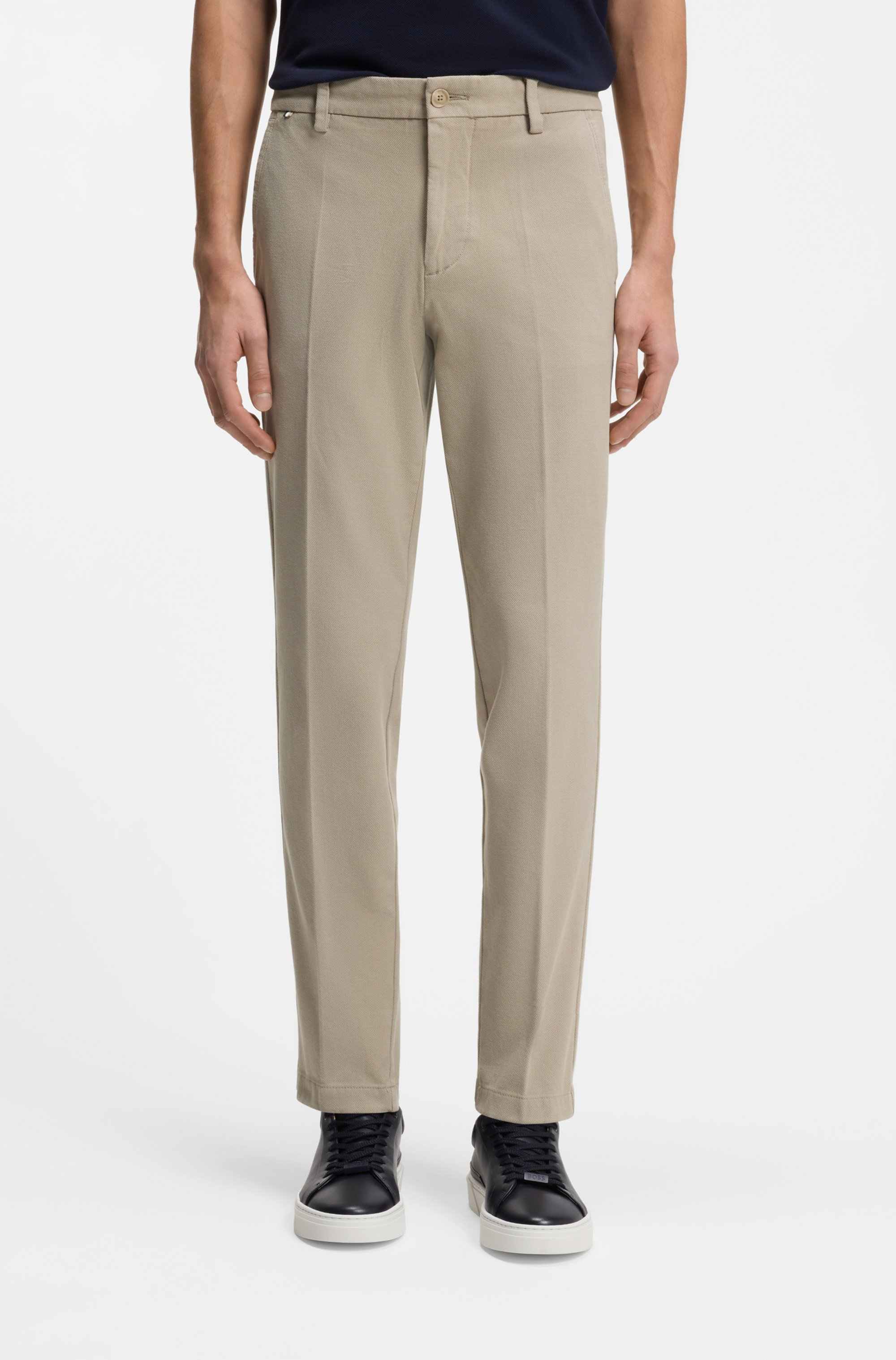 Slim-fit trousers in structured stretch cotton