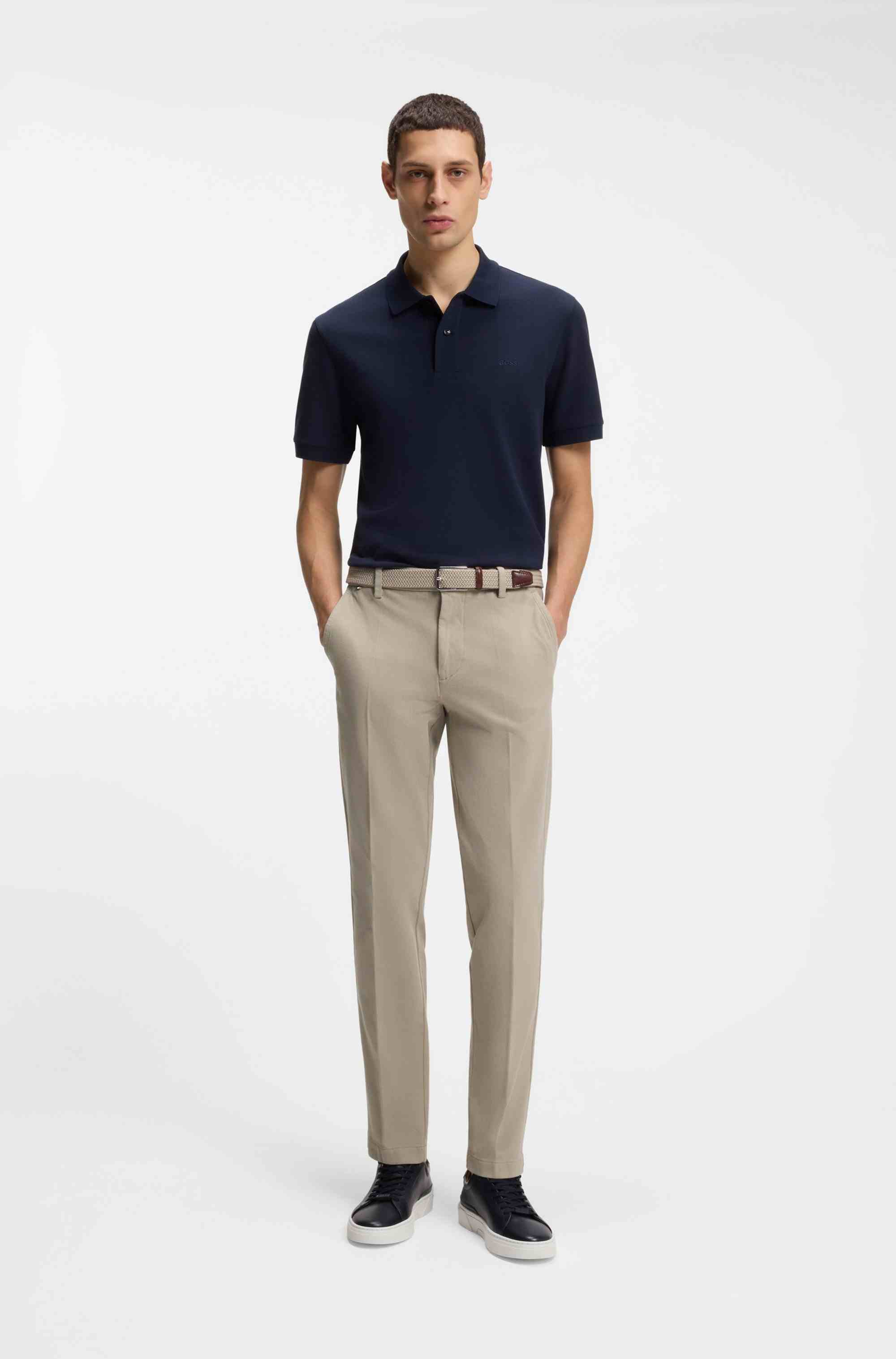 Slim-fit trousers in structured stretch cotton