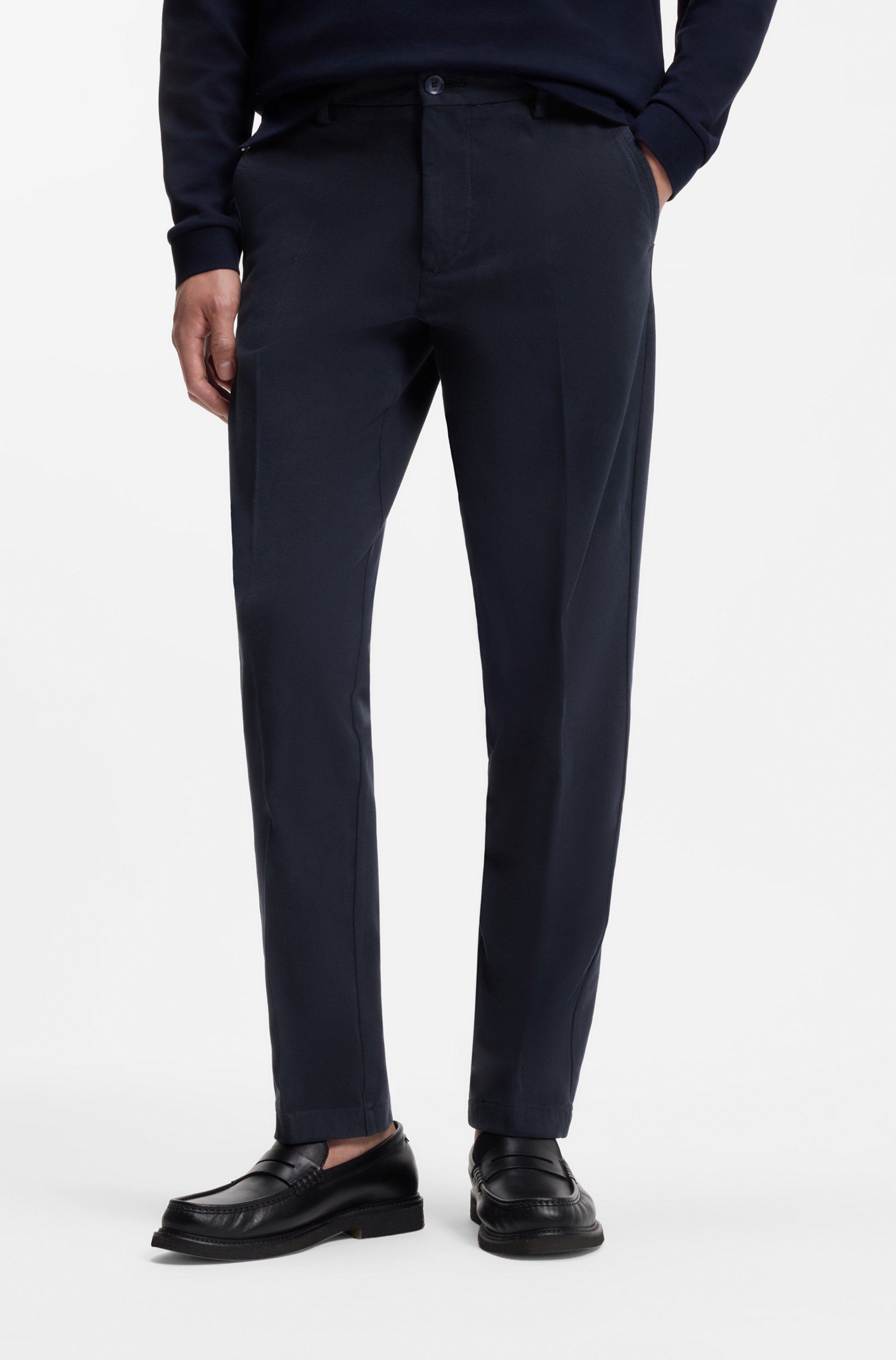 Slim-fit trousers in structured stretch cotton
