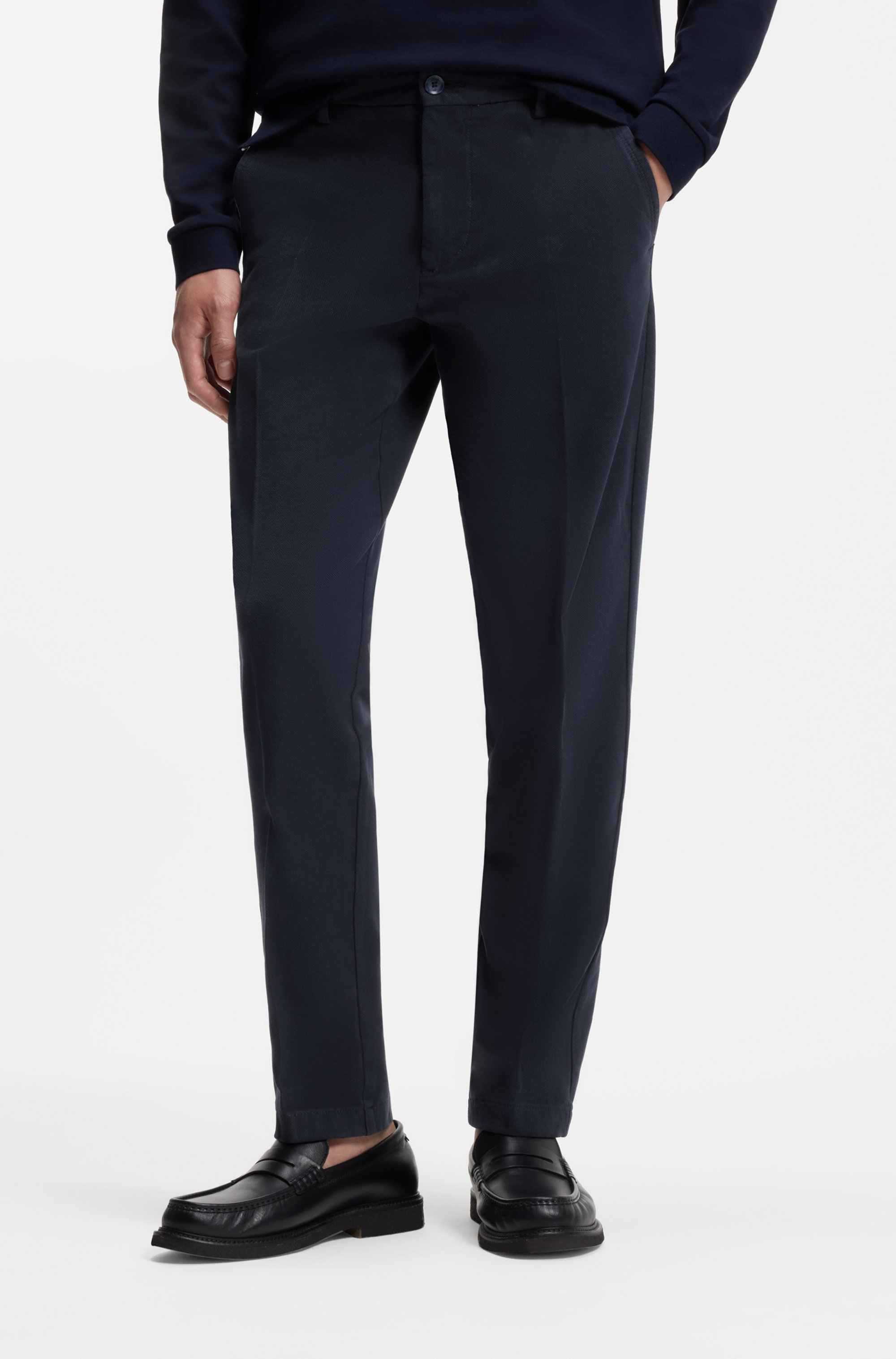 Slim-fit trousers in structured stretch cotton