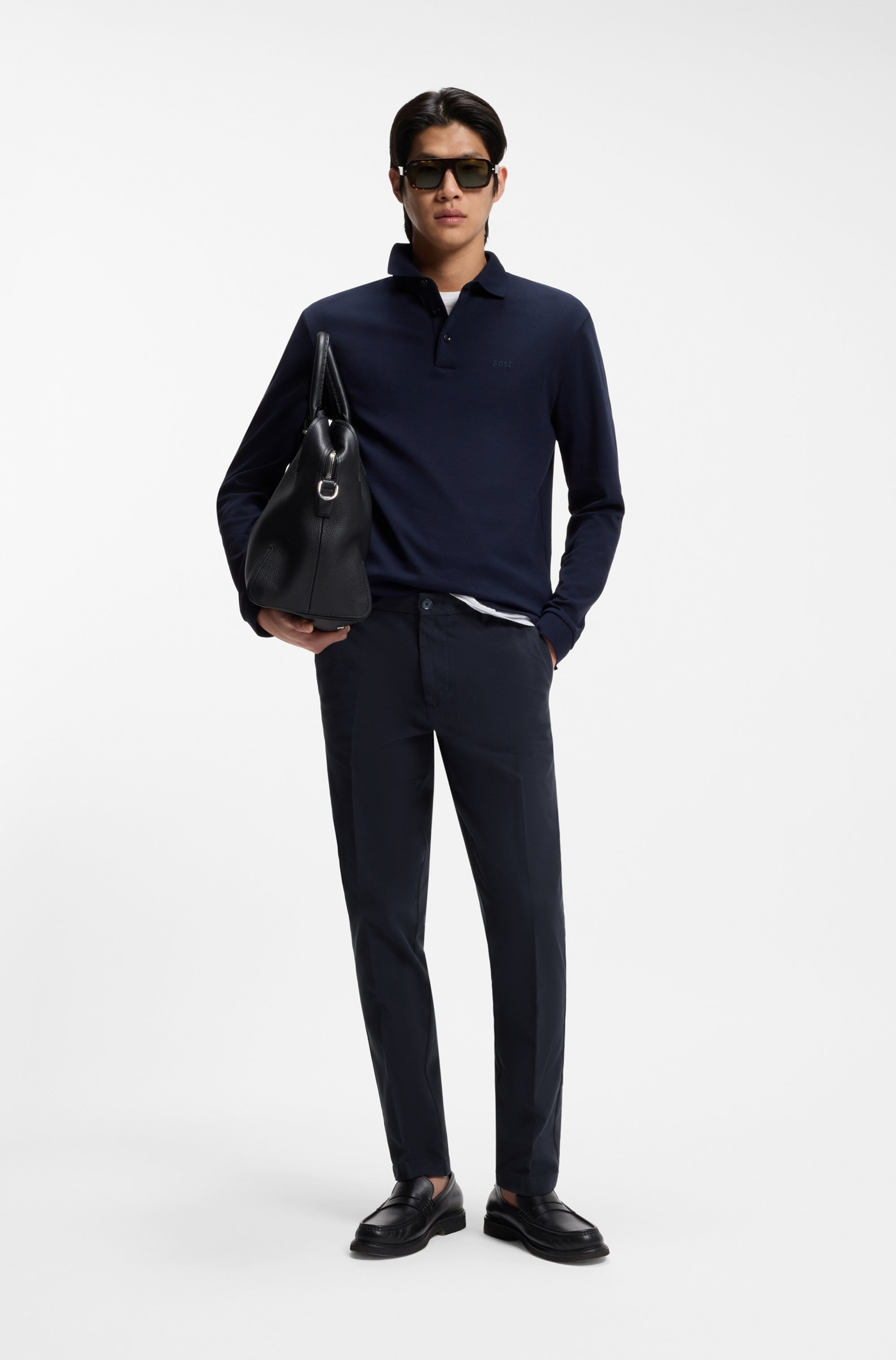 Slim-fit trousers in structured stretch cotton