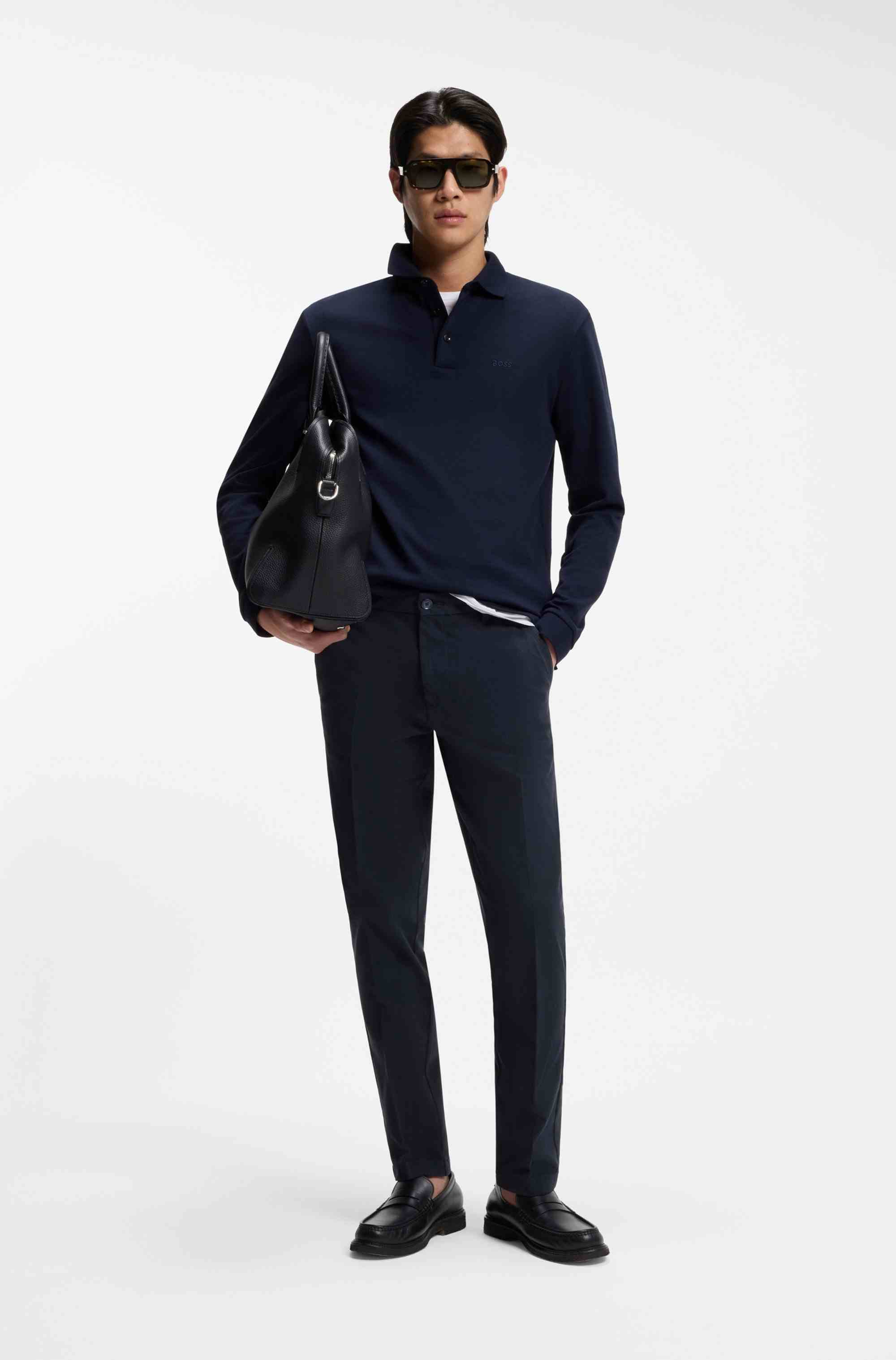 Slim-fit trousers in structured stretch cotton