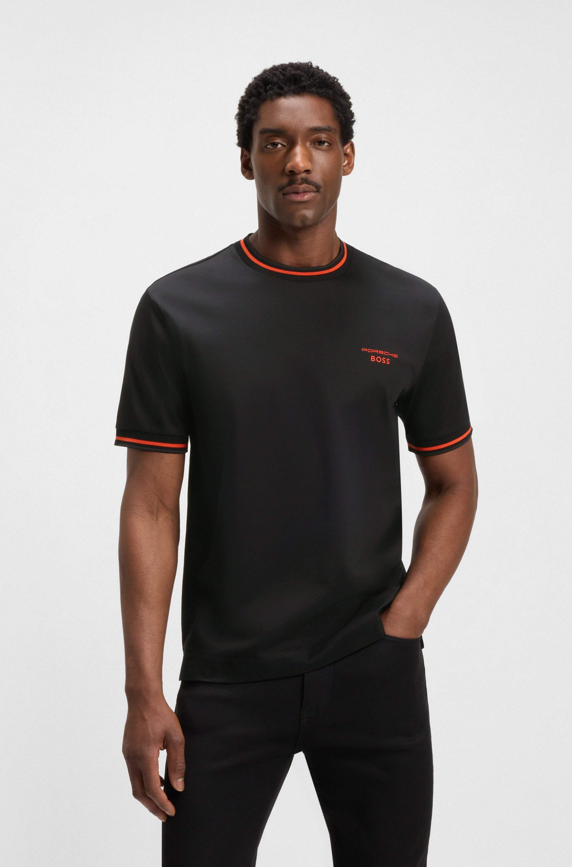 Porsche x BOSS cotton T-shirt with moisture-control finish