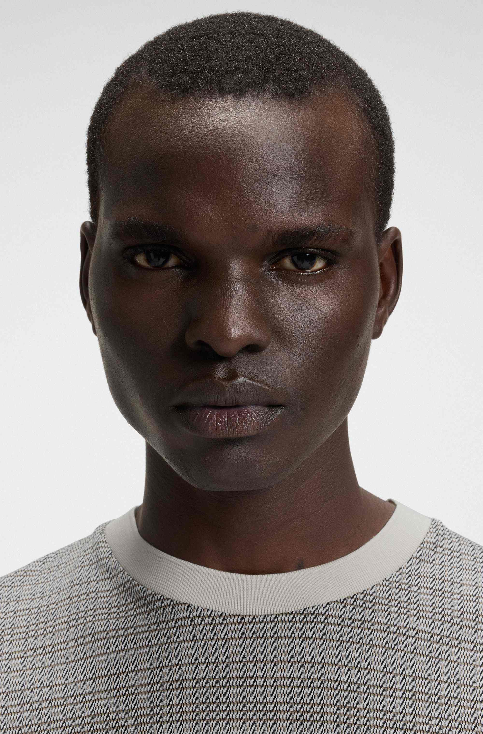 Mercerised-cotton T-shirt with grid pattern