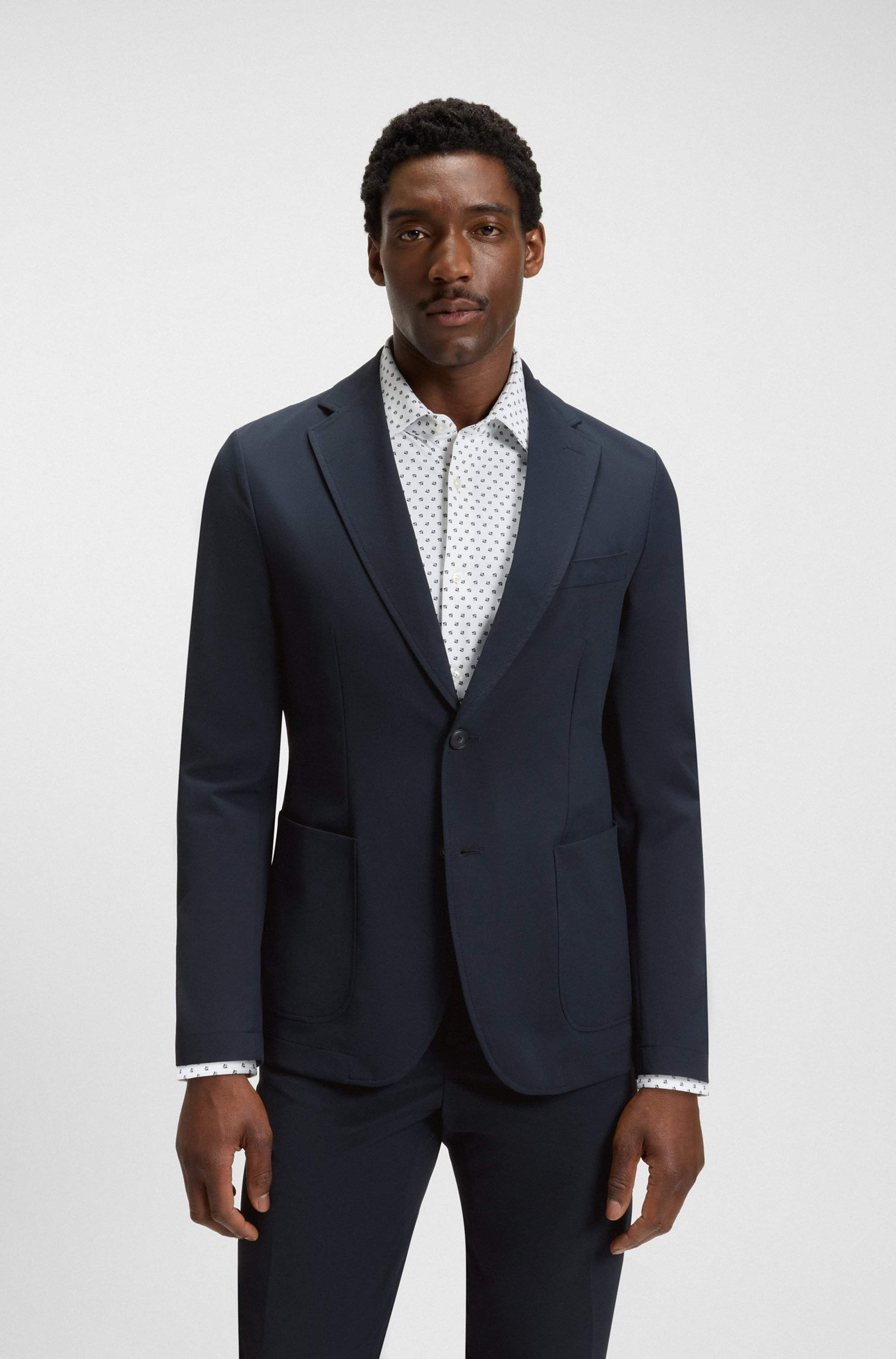 Packable slim-fit blazer in water-repellent stretch fabric