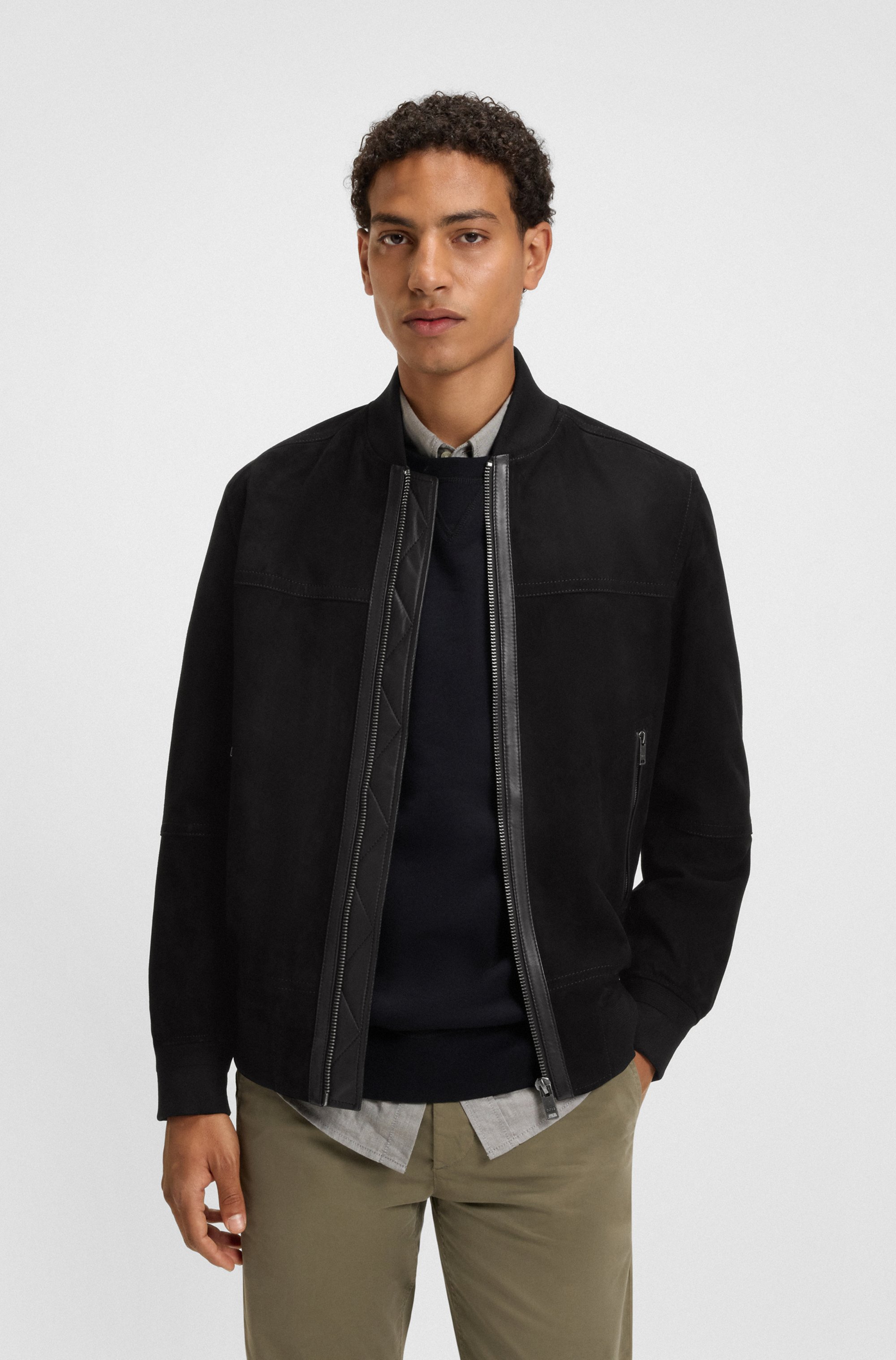 Regular-fit jacket in suede