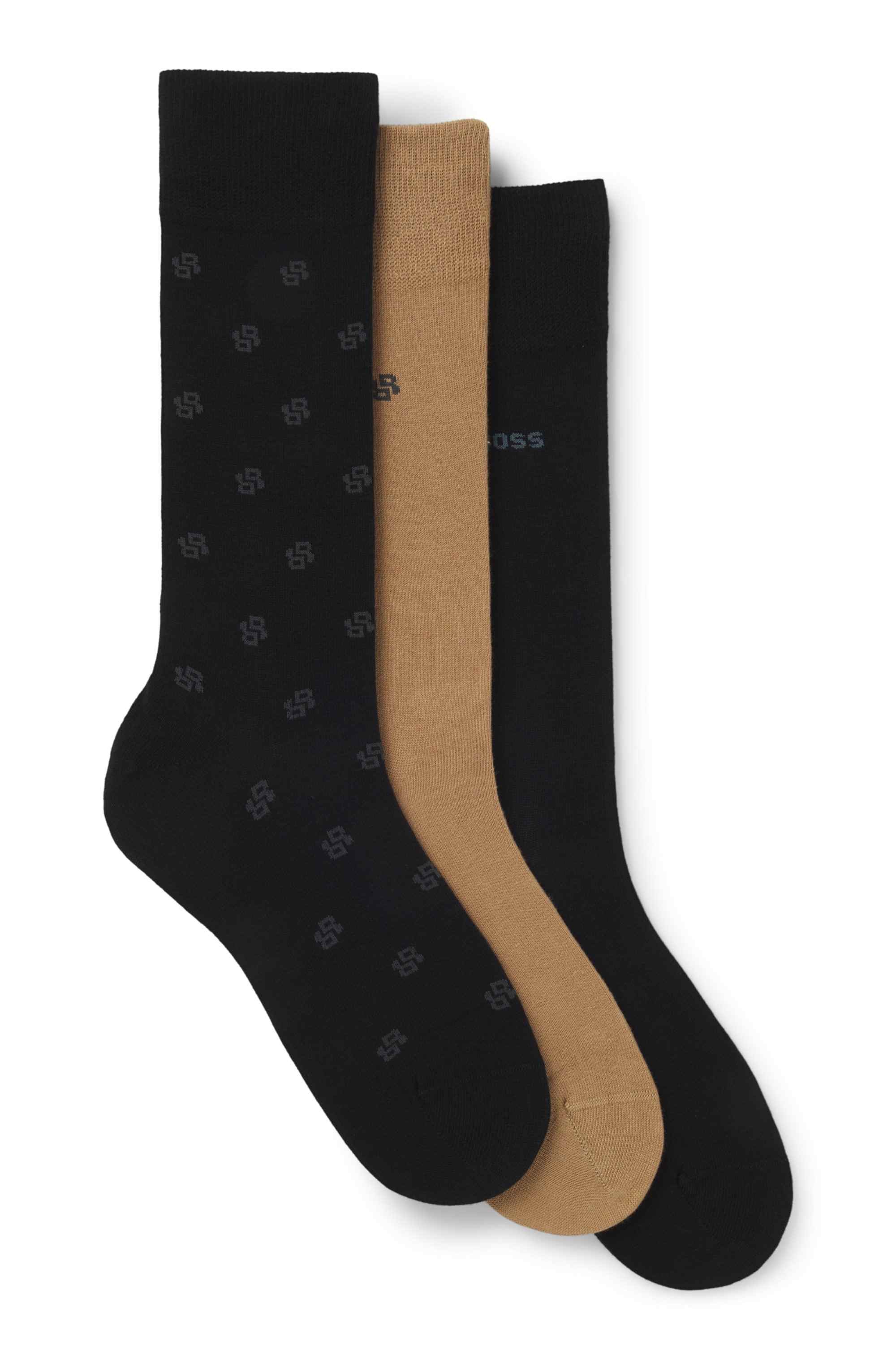 Three-pack of regular-length socks in a cotton blend