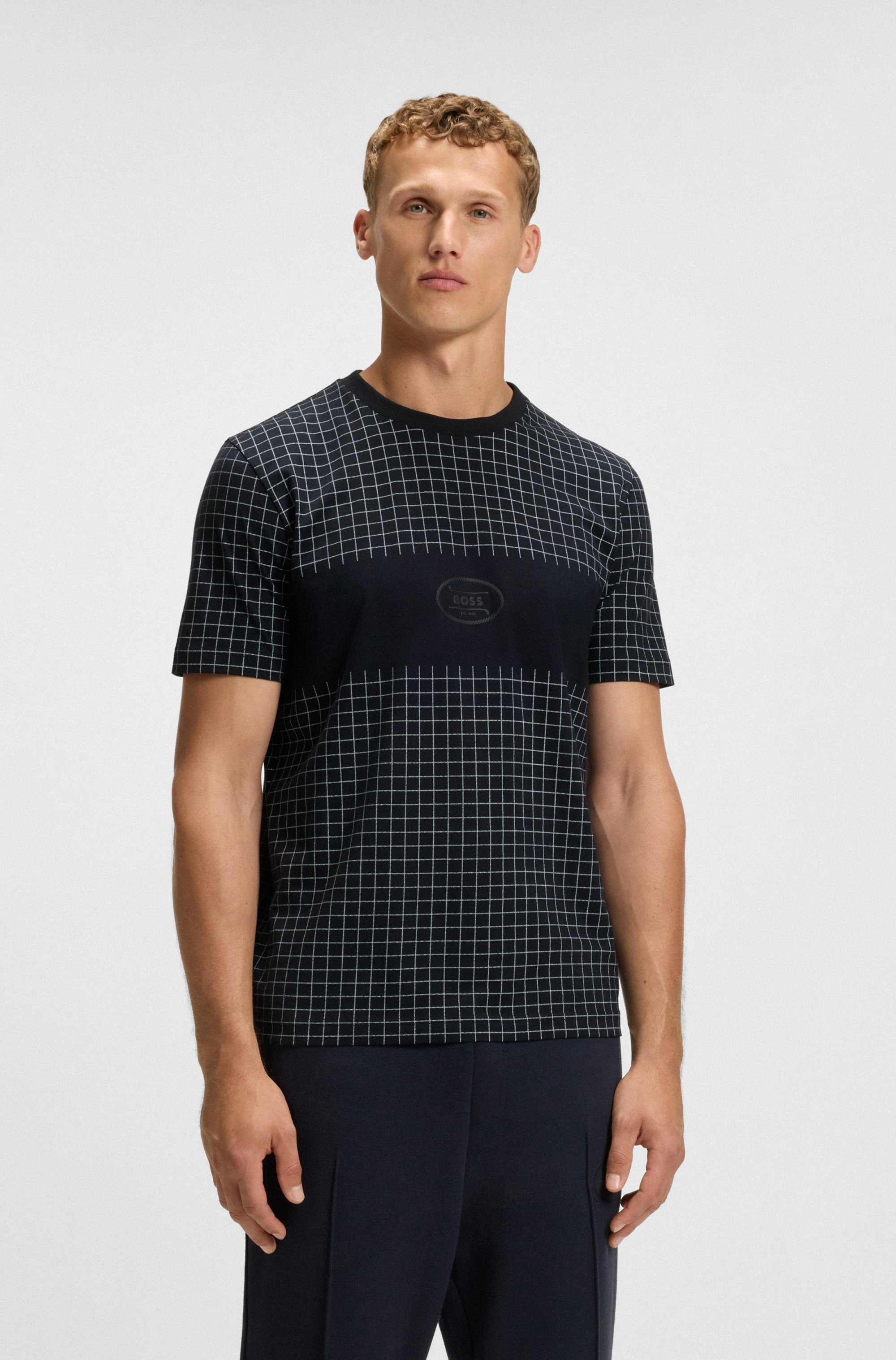 Pima-cotton T-shirt with check print