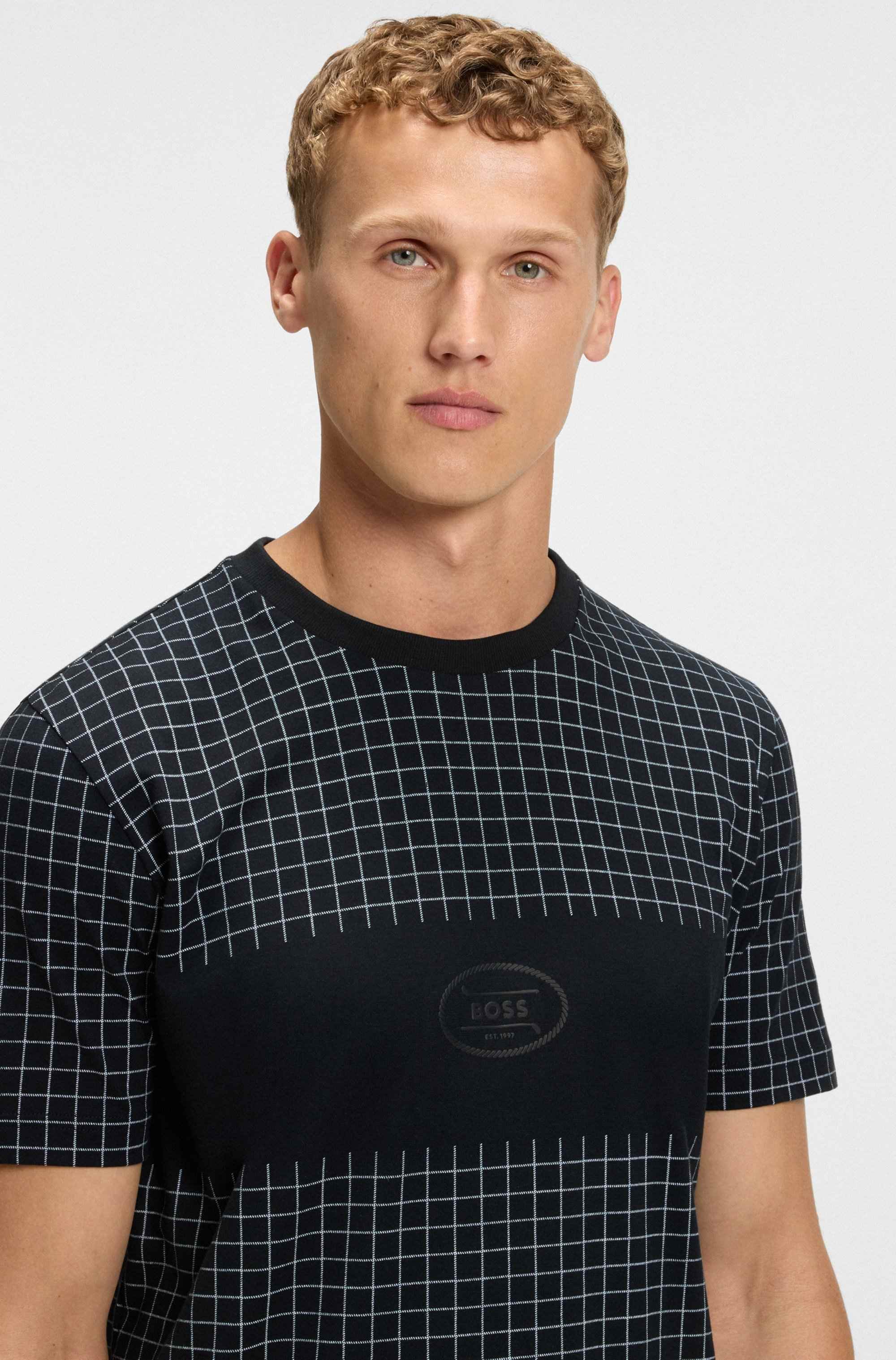 Pima-cotton T-shirt with check print