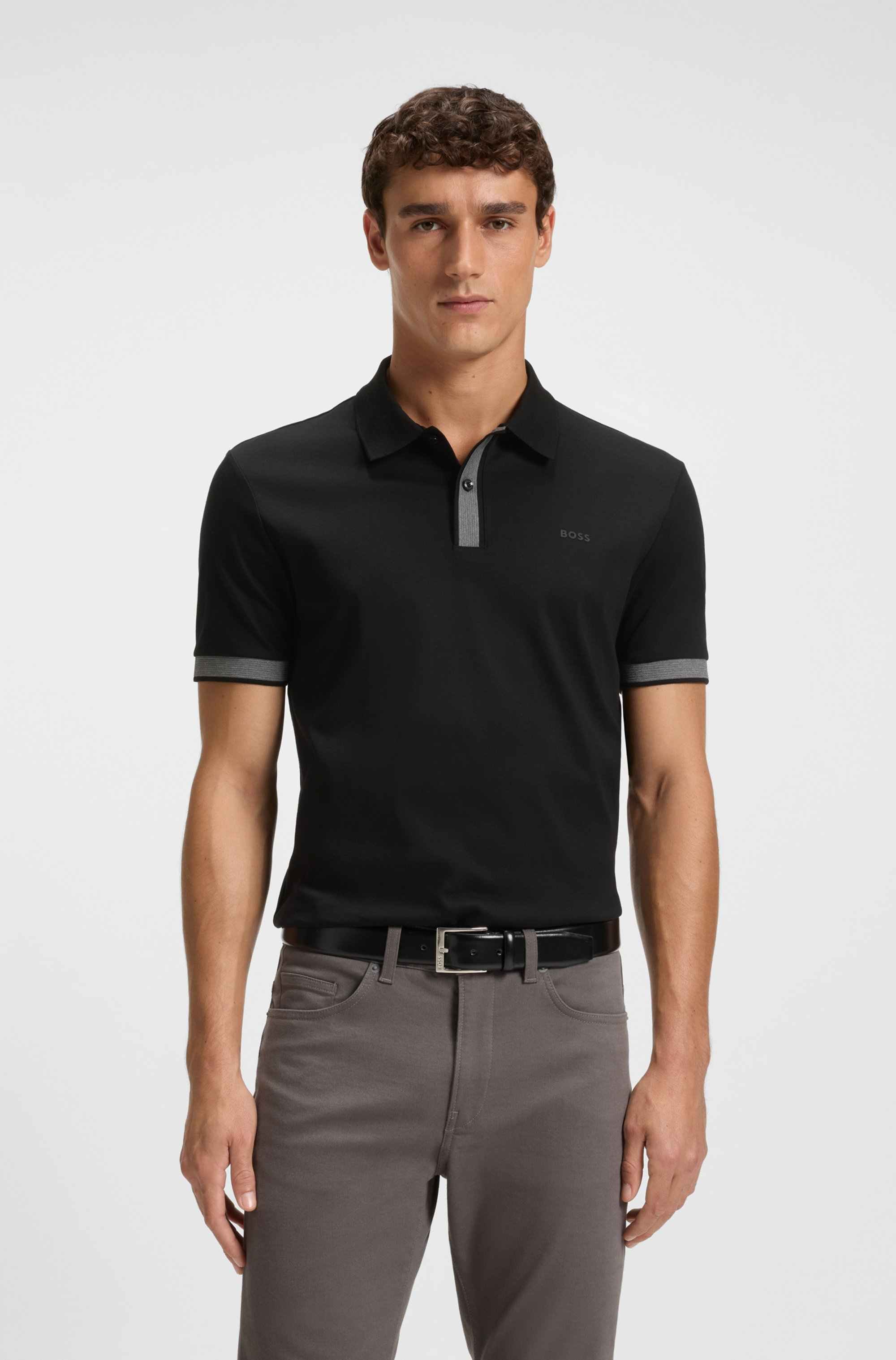 Mercerised-cotton slim-fit polo shirt with structured trims