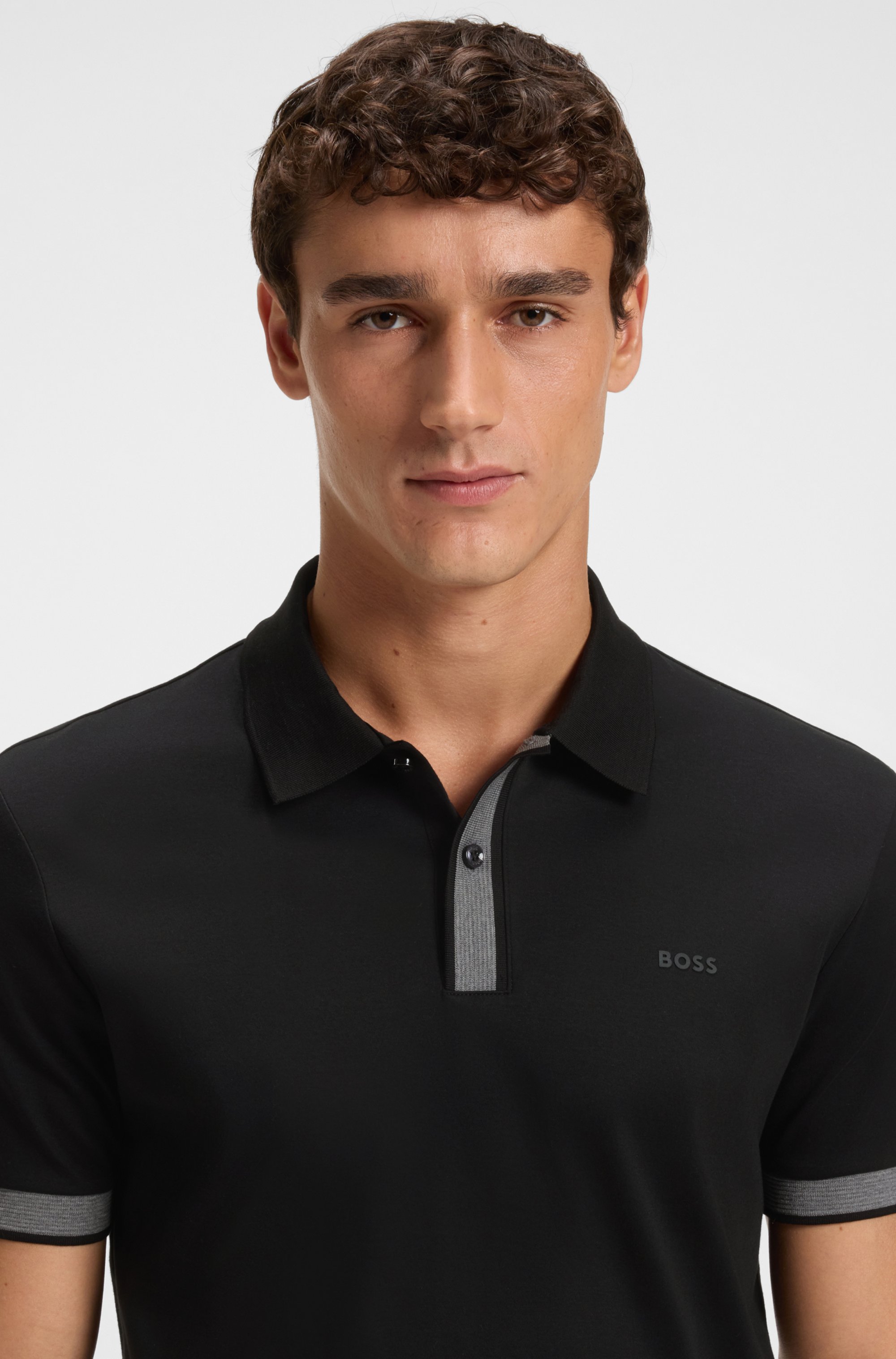 Mercerised-cotton slim-fit polo shirt with structured trims