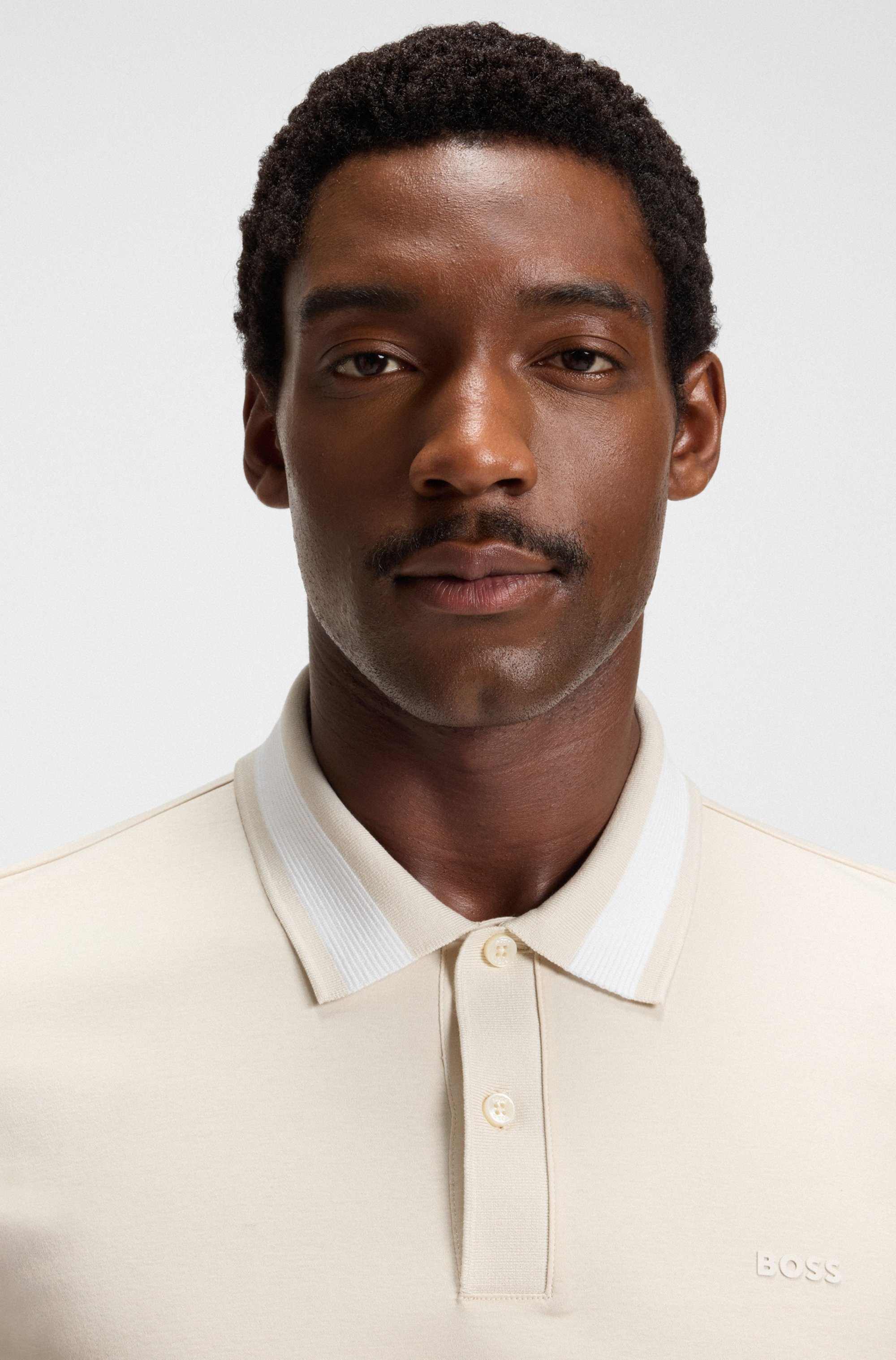 Mercerised-cotton slim-fit polo shirt with structured trims