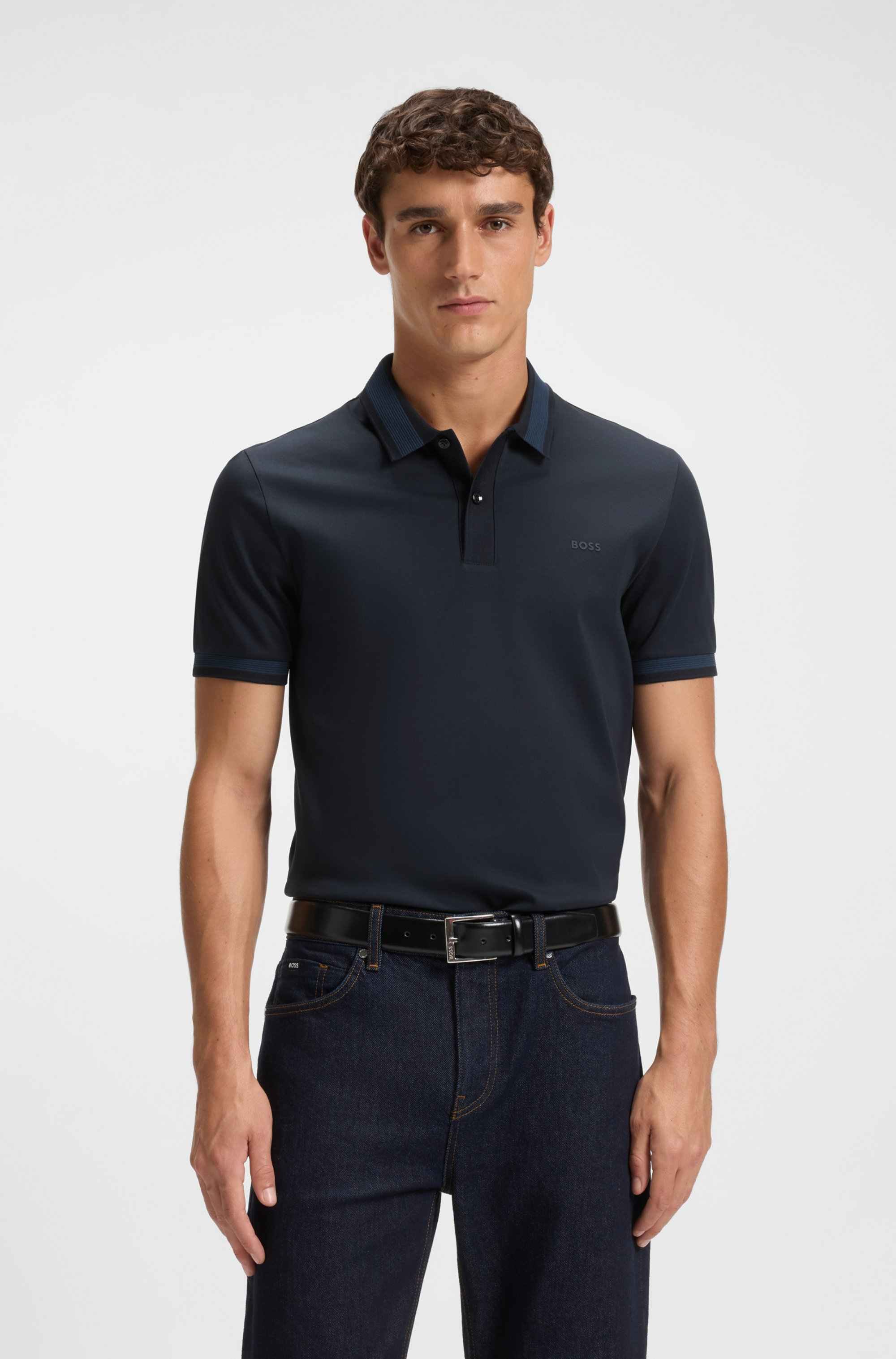 Mercerised-cotton slim-fit polo shirt with structured trims