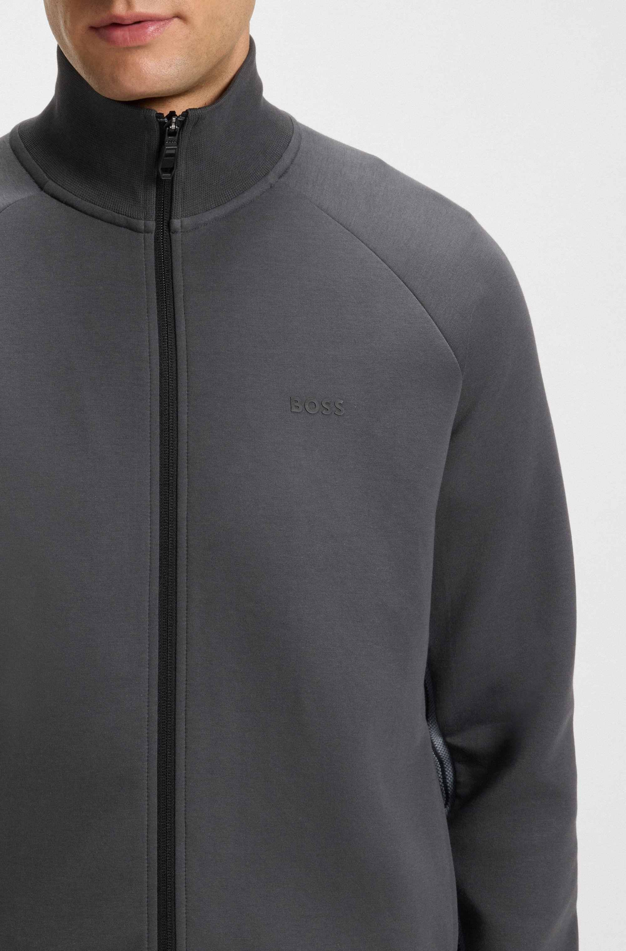 Regular-fit tracksuit set in stretch cotton with striped trims