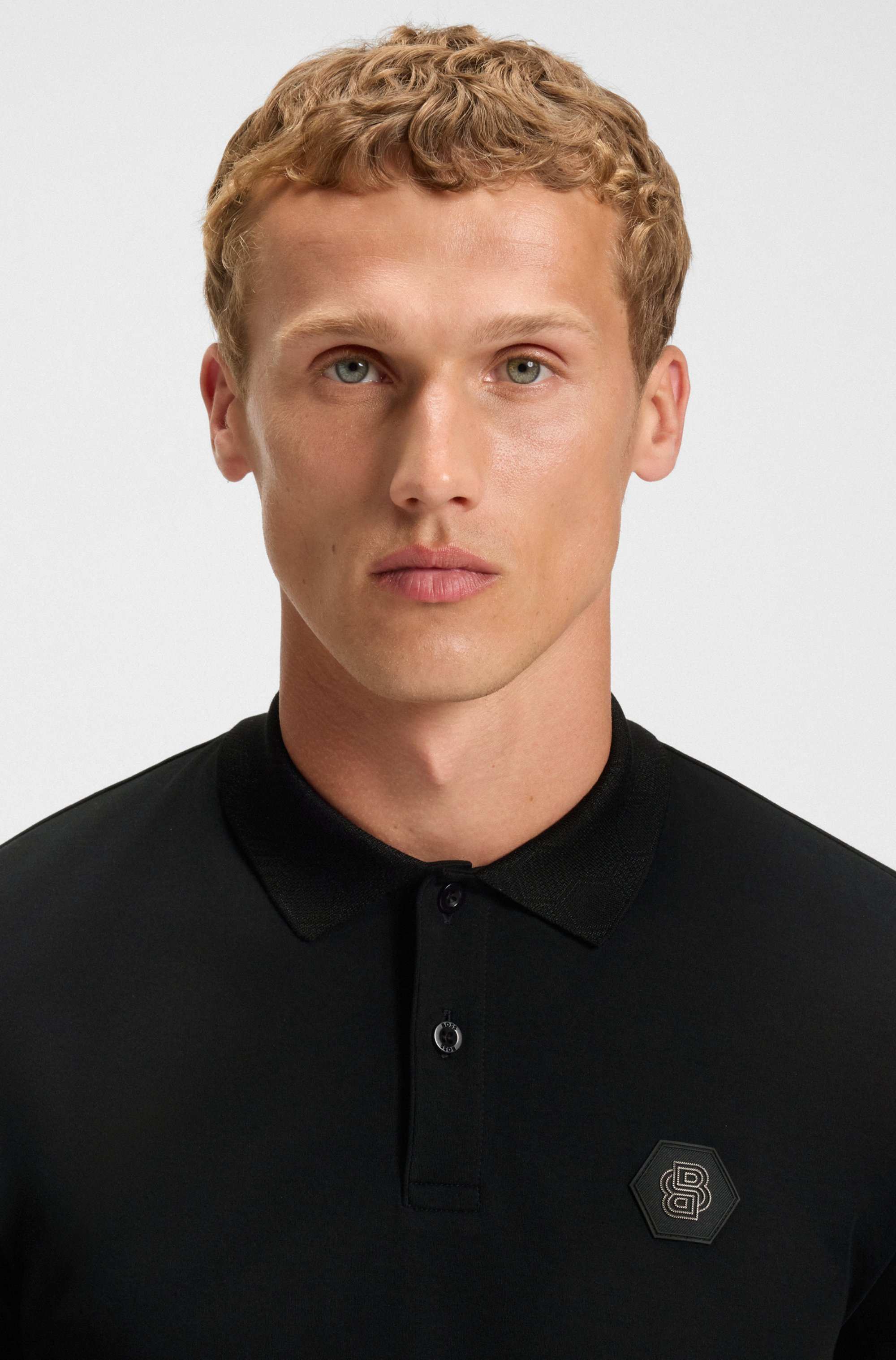 Pima-cotton polo shirt with Double B monogram
