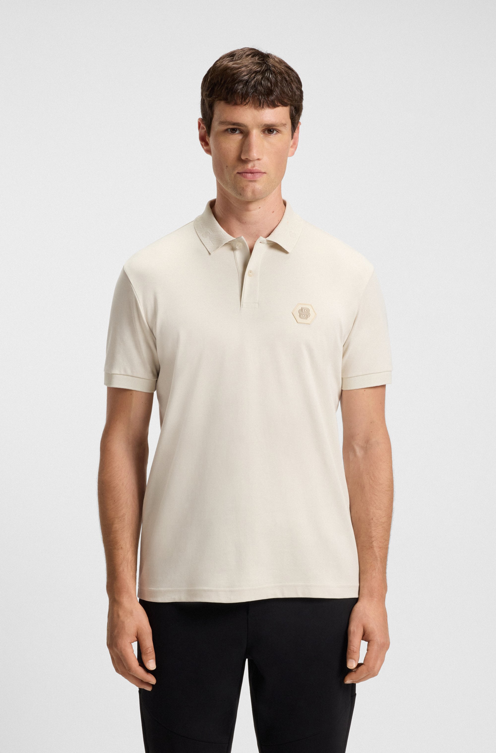 Pima-cotton polo shirt with Double B monogram