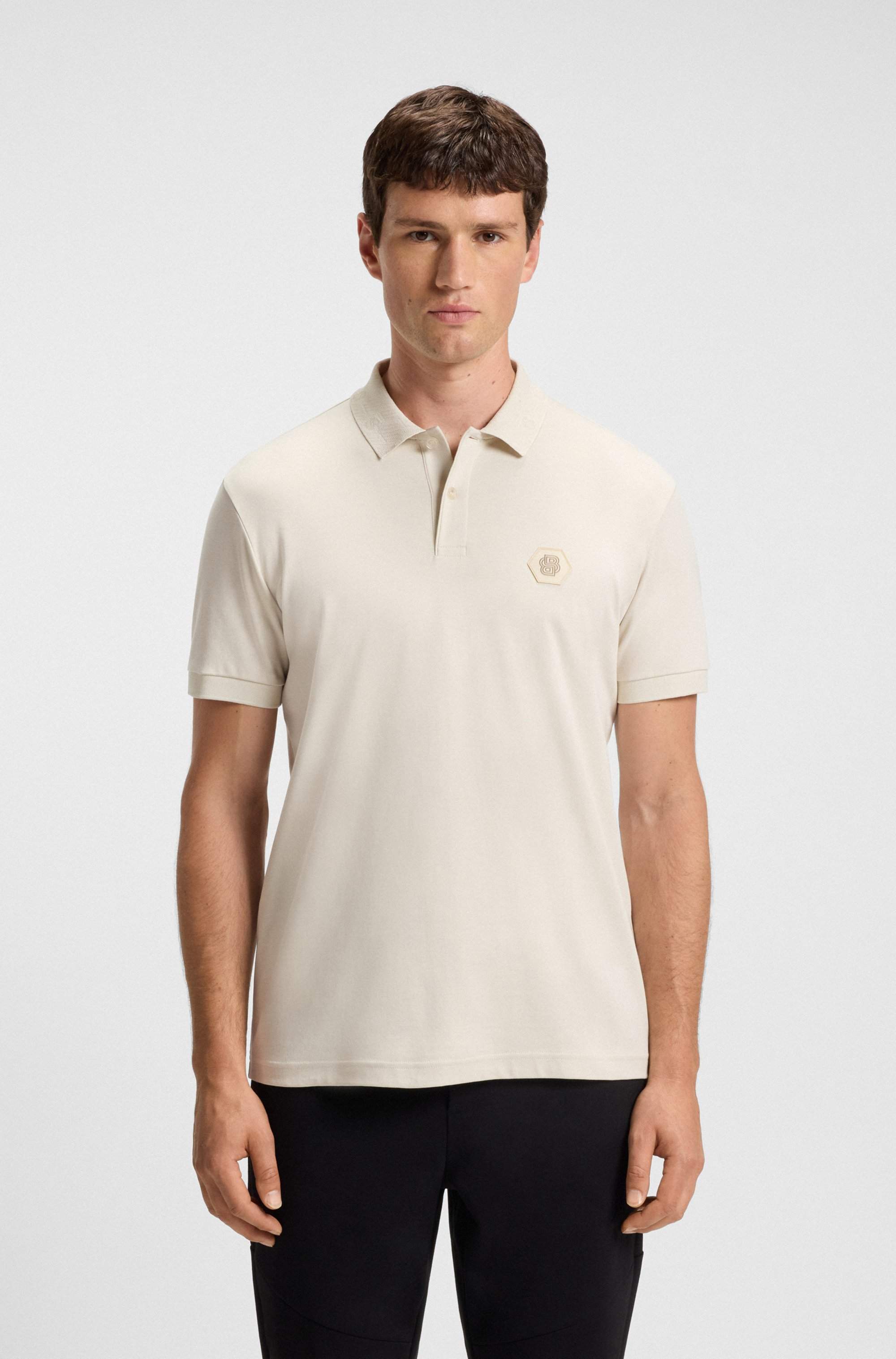 Pima-cotton polo shirt with Double B monogram