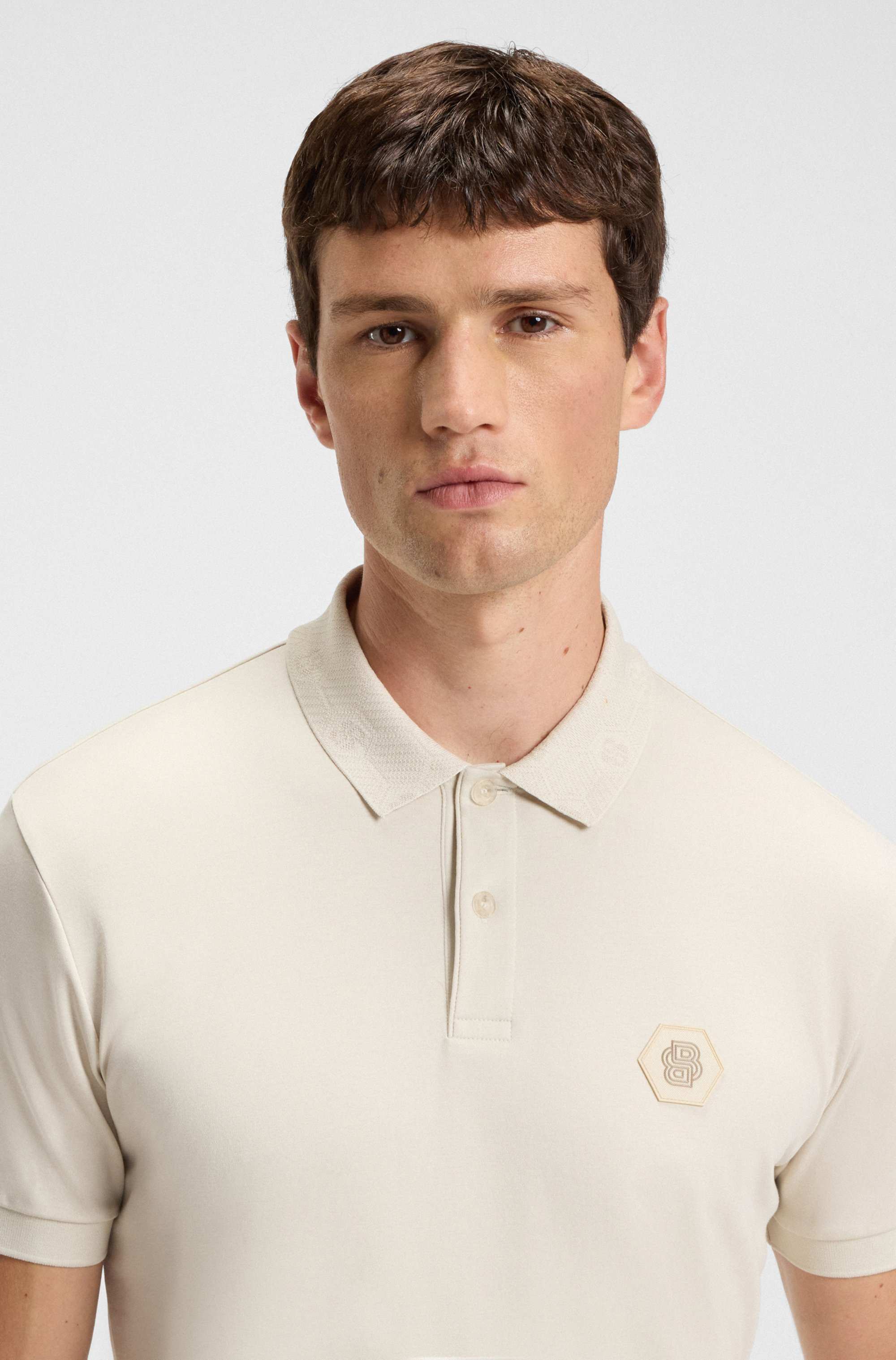 Pima-cotton polo shirt with Double B monogram